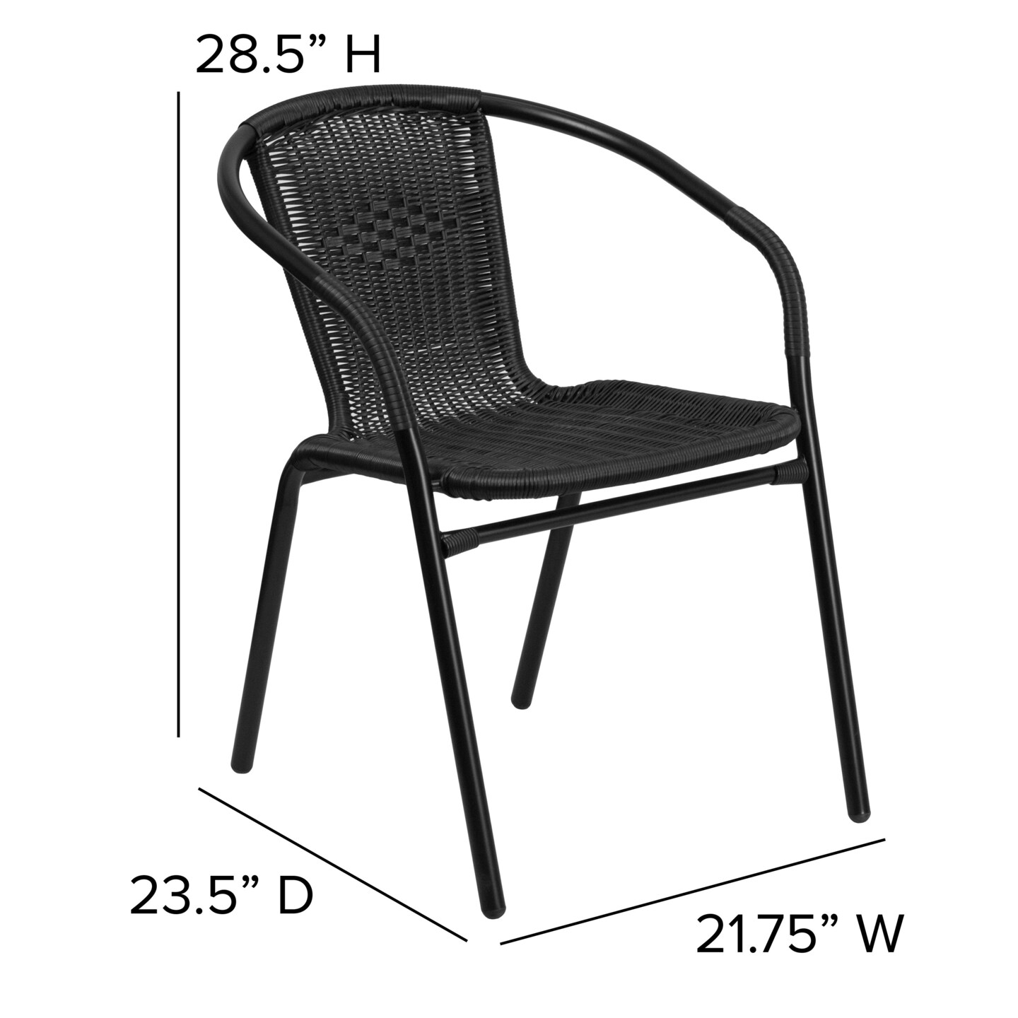 Emma and Oliver 2 Pack Rattan Indoor-Outdoor Restaurant Stack Chair with Curved Back