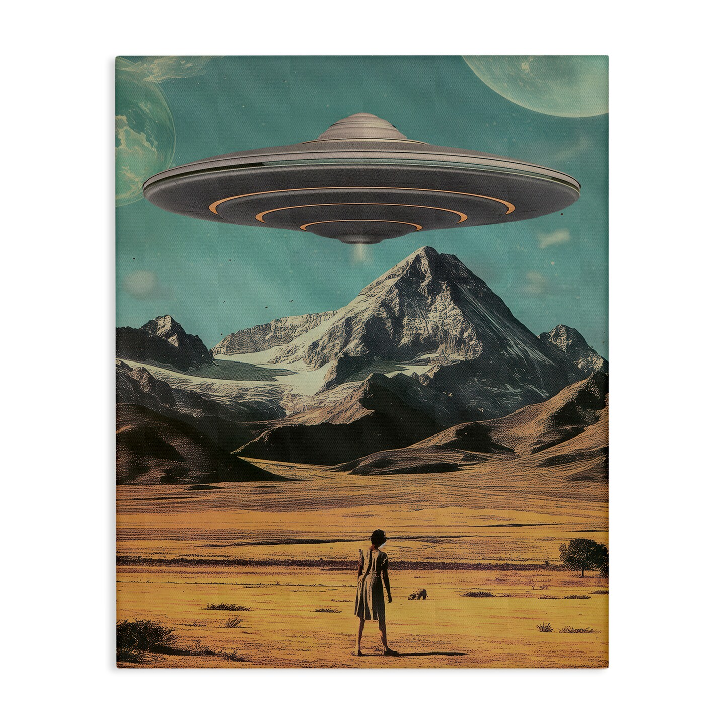 Stupell Industries Woman with Overhead UFO Canvas Design by Wumples