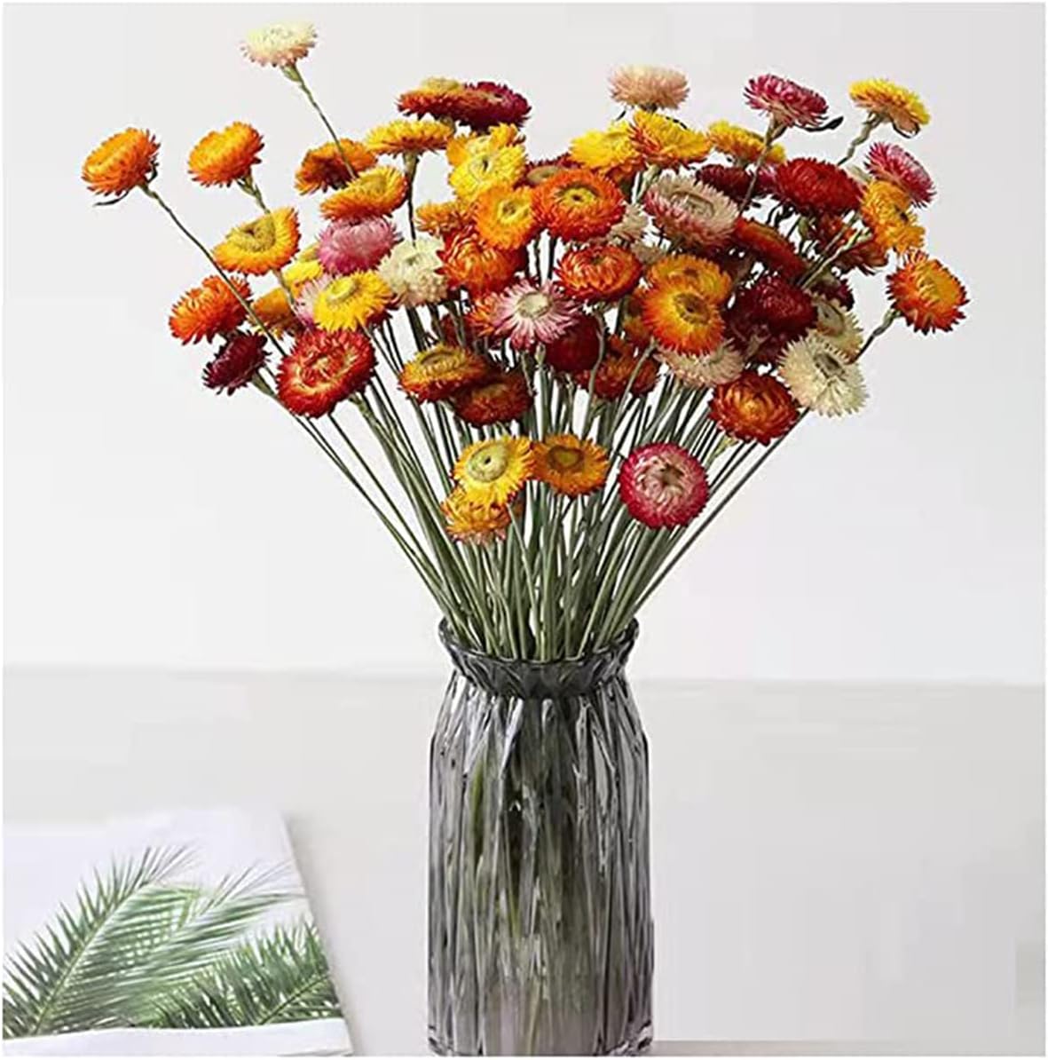 40 Pcs Natural Dried Daisy Flowers with Stems &#x2013; Summer Rustic Dried Flower Bouquet for Tabletop Decor, Wedding, Home, Office, Party, DIY Floral Arrangements &#x26; Crafts