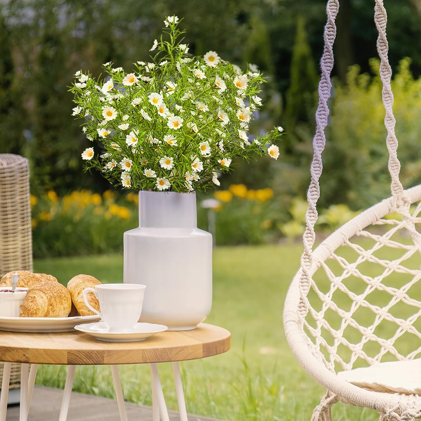 192 Blooms Artificial Daisy Flowers, 27.5" White Daisy Artificial Flowers,6Pcs Realistic Fake Daisies,Fake Spring Flowers,Faux Flowers for Vase Wedding Party Home Decor