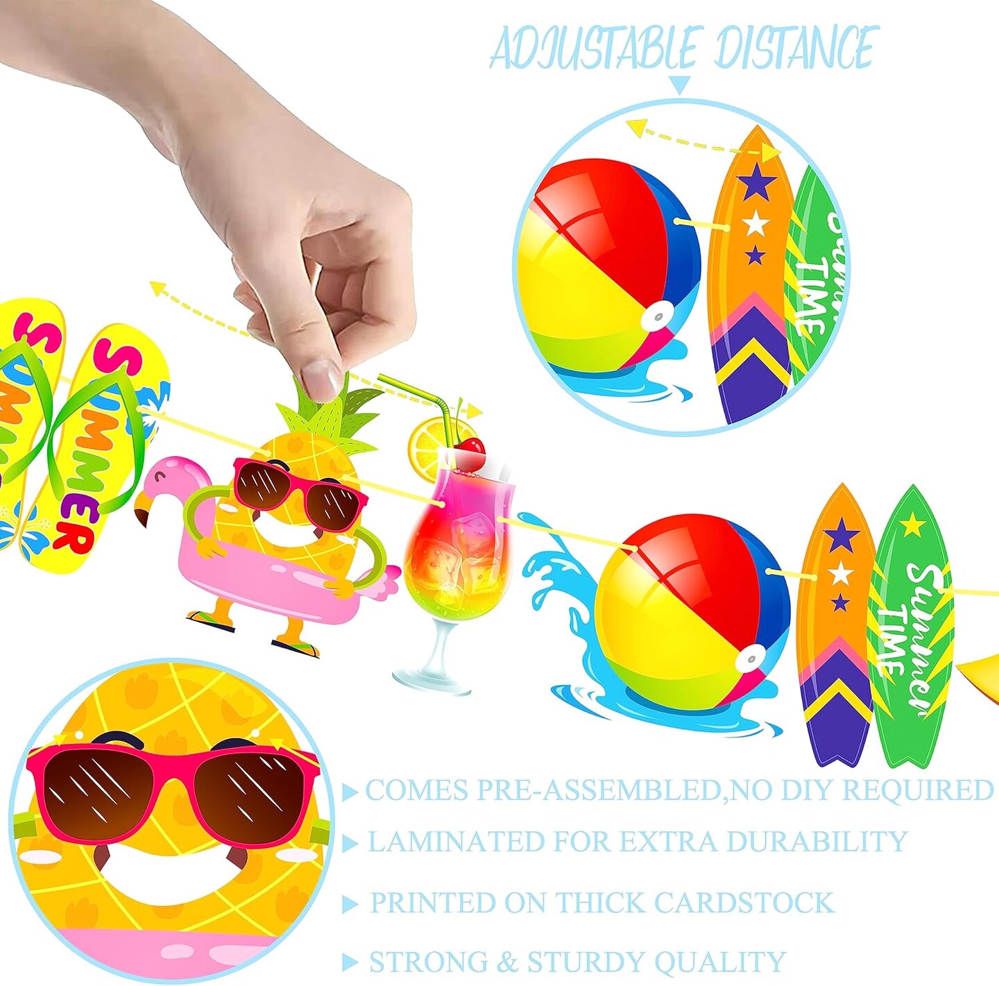 Hello Summer Banner Decorations Hello Summer Birthday Party Decorations Summer Pool Party Banner Decorations for Sun Signs Summer Birthday Beach Pool Party Bunting Garland Banner Decorations