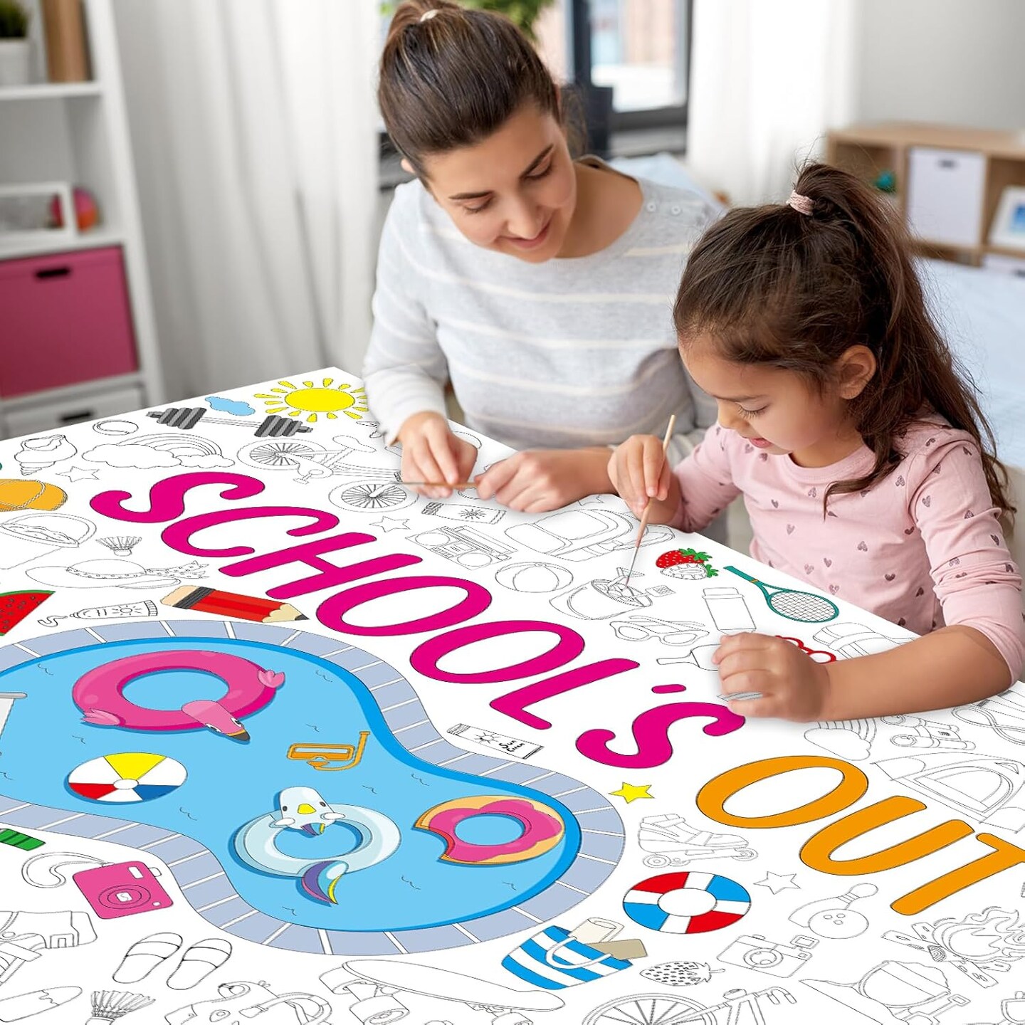 End of School Year Giant Coloring Craft Poster for Kids Summer