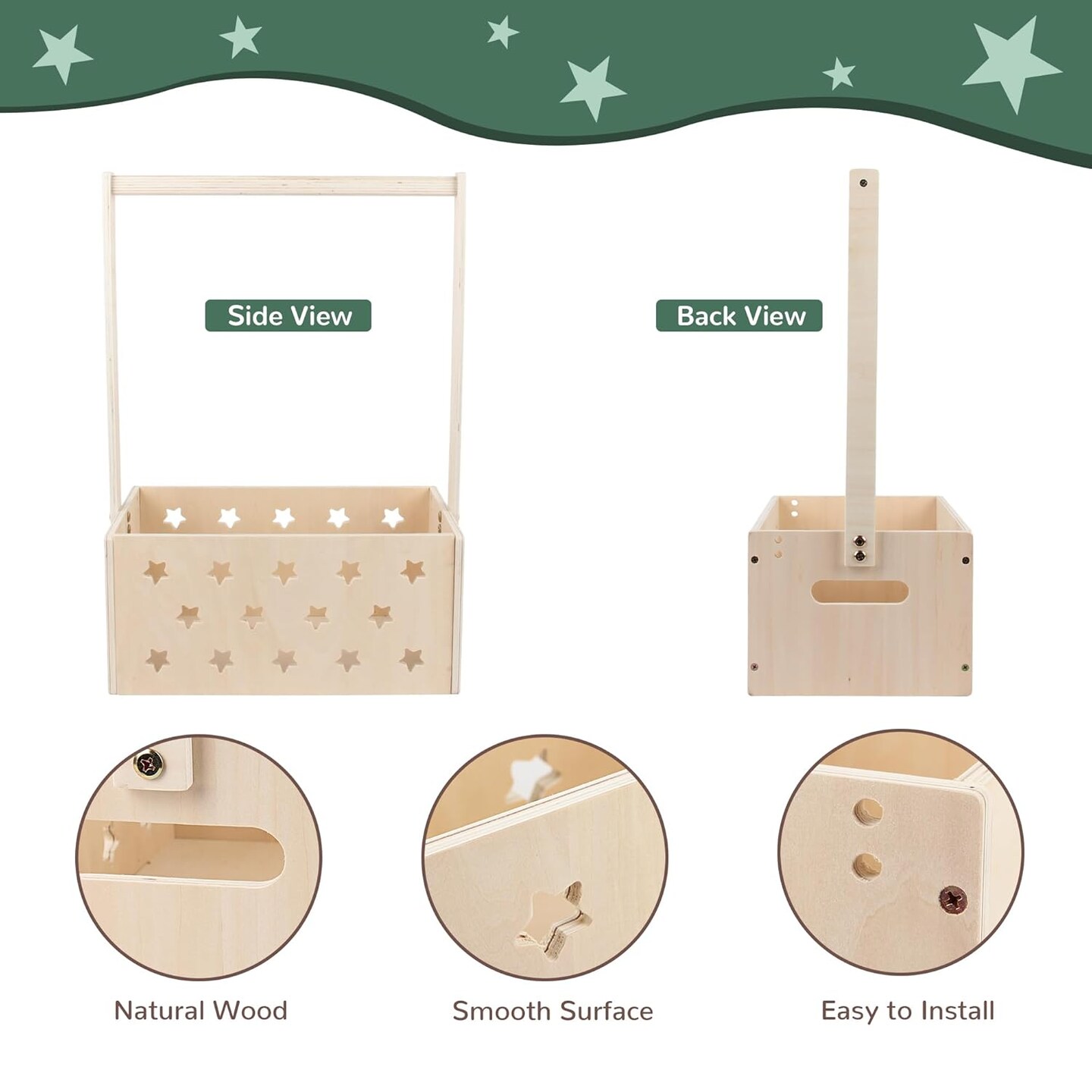 Wooden Baby Shower Crate Closet, Basket for Baby Shower Gifts, Baby Storage Crate with Handle Garland Baby Hangers, Newborn Boy Girl Welcome Gift Basket, Pregnancy Gifts