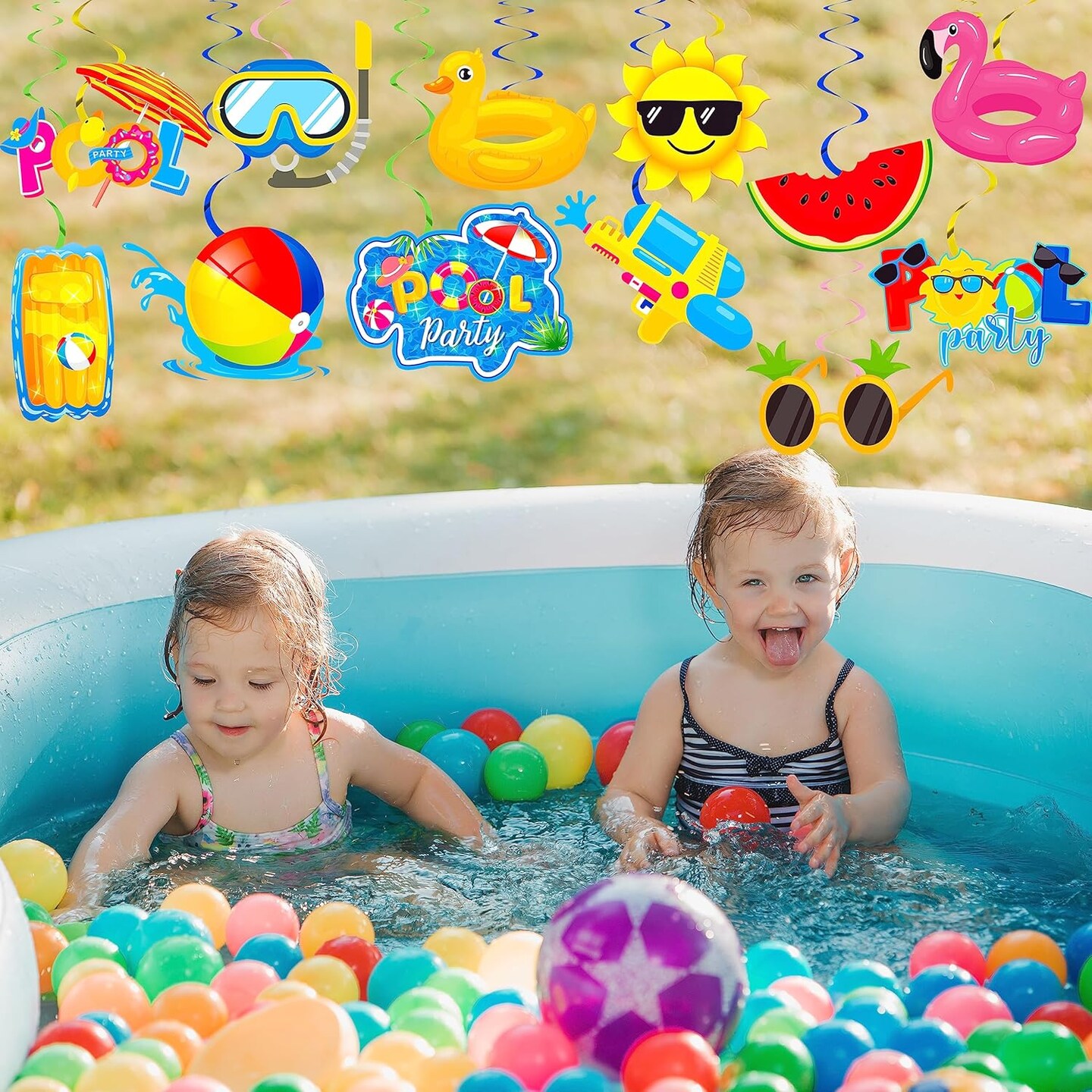 Splish Splash Birthday Bash Party Supplies Splish Splash Balloons Beach Happy Birthday Banner Summer Pool Party Hanging Swirls for Boys Hawaiian Summer Pool Beach Party Decorations