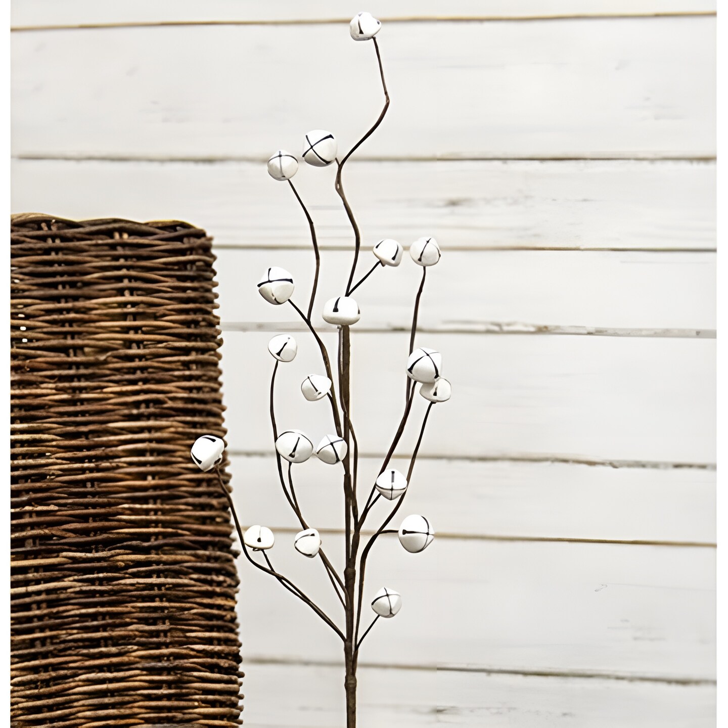 Large White Jingle Bell Pick 28.5 Inch Winter Holiday Stem Decoration
