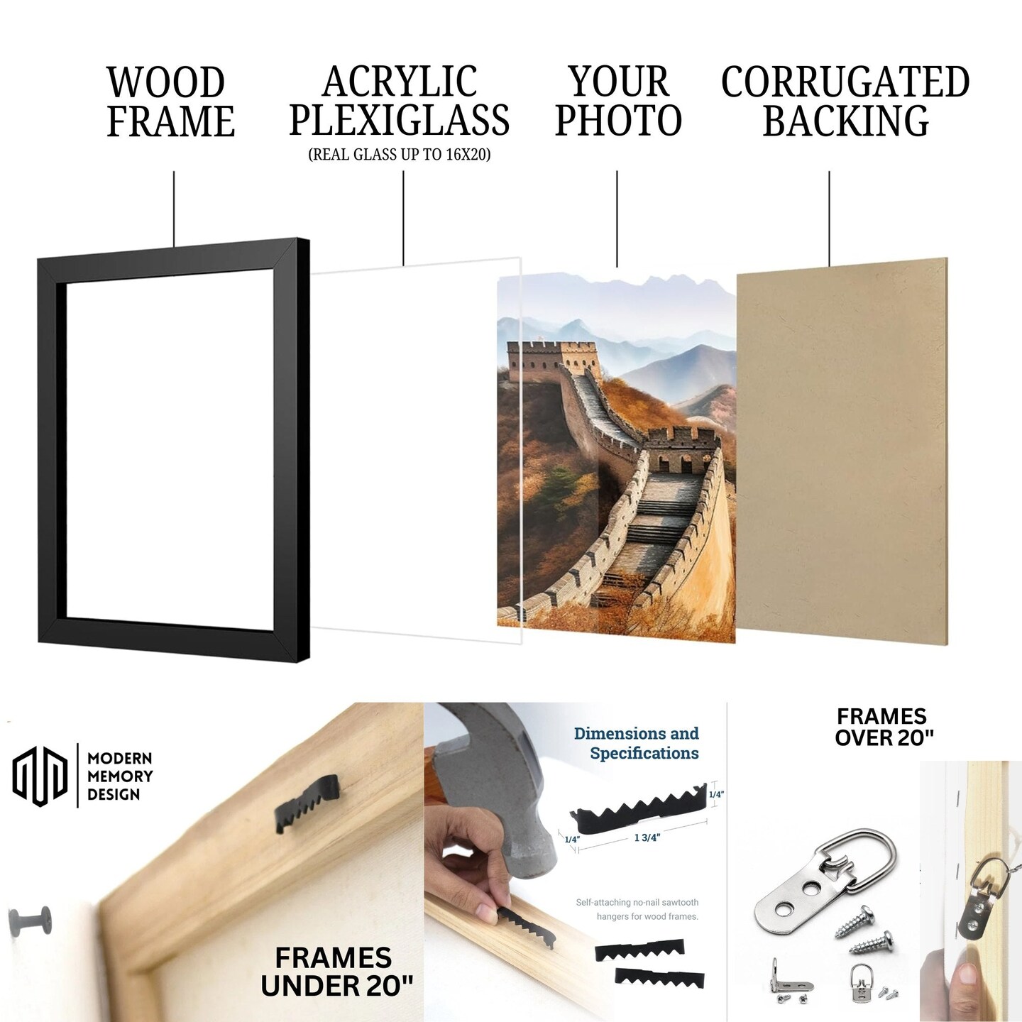 Modern White 11x12 Picture Frame Wood Gallery Wall - 11 x 12 Poster Frame