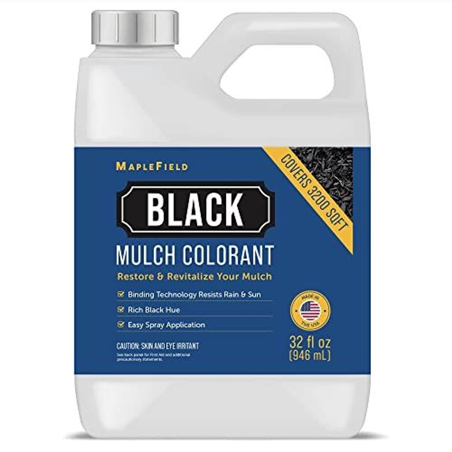 32oz Ultra Concentrated Black Mulch Dye to Revive Your Landscape -  Black Colorant for Rubber Mulch and Cedar Wood Chips, Pine Straw Dye That Lasts for Months