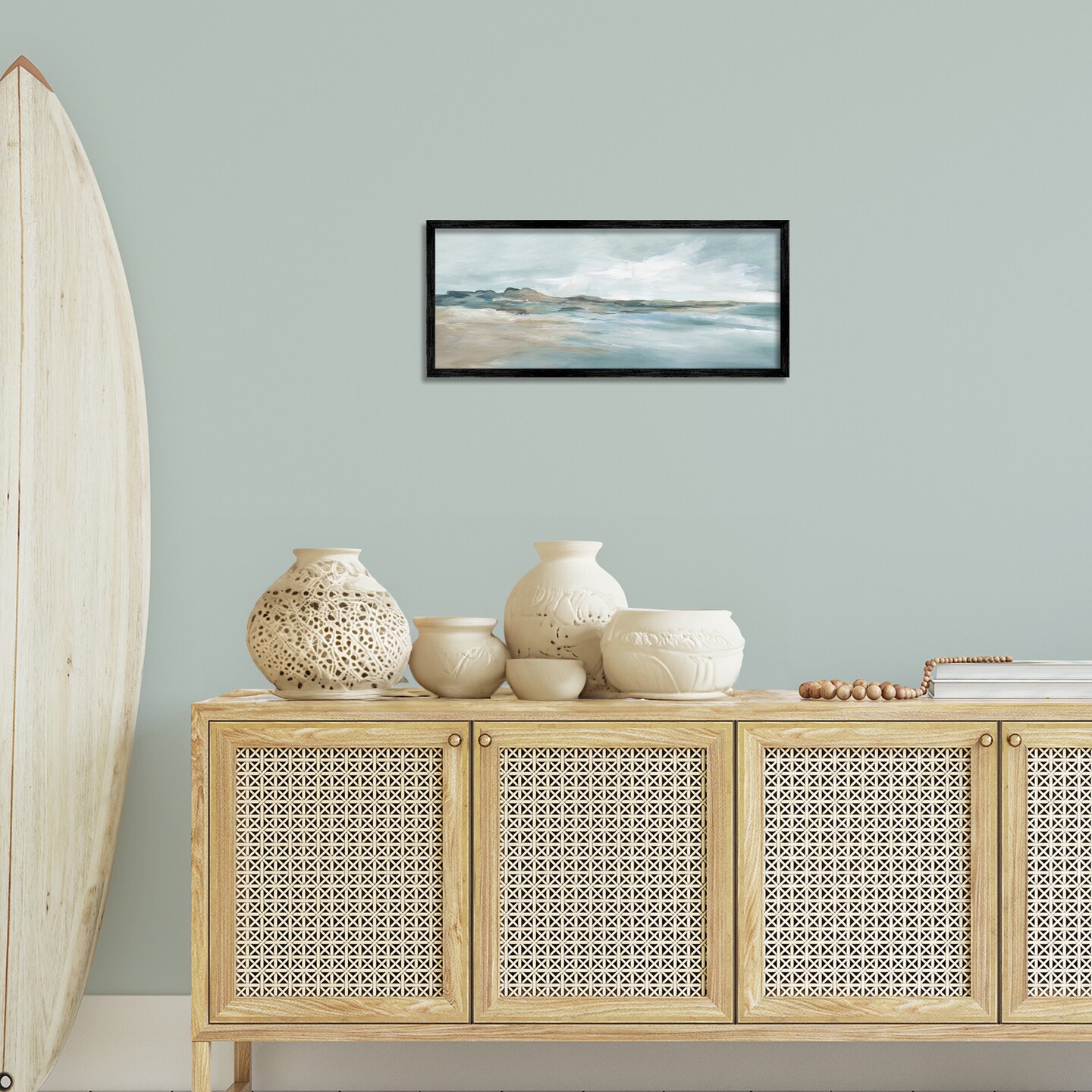 Stupell Industries Blue Gradient Beach Scene Framed Giclee Design by Carol Robinson