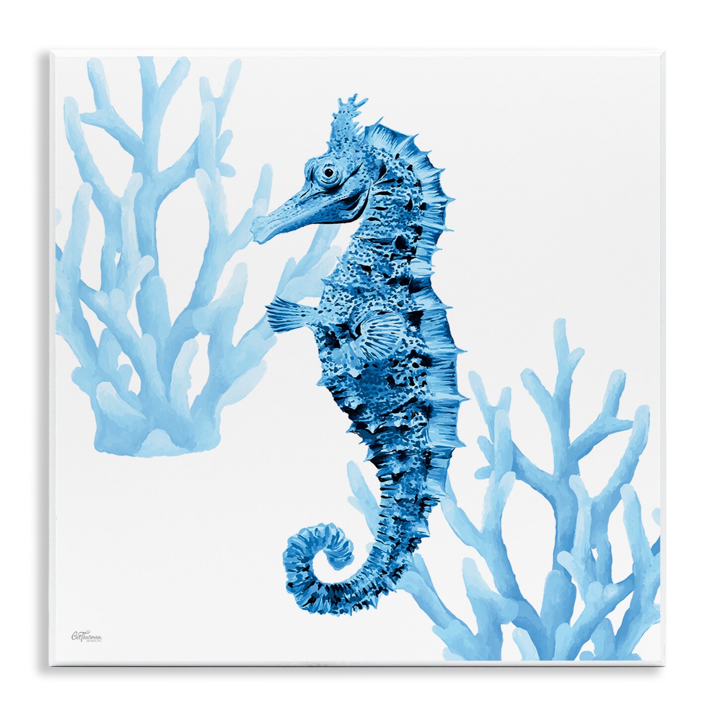 Stupell Industries Blue Tone Seahorse & Coral Wall Plaque Design by Cat Thurman Designs