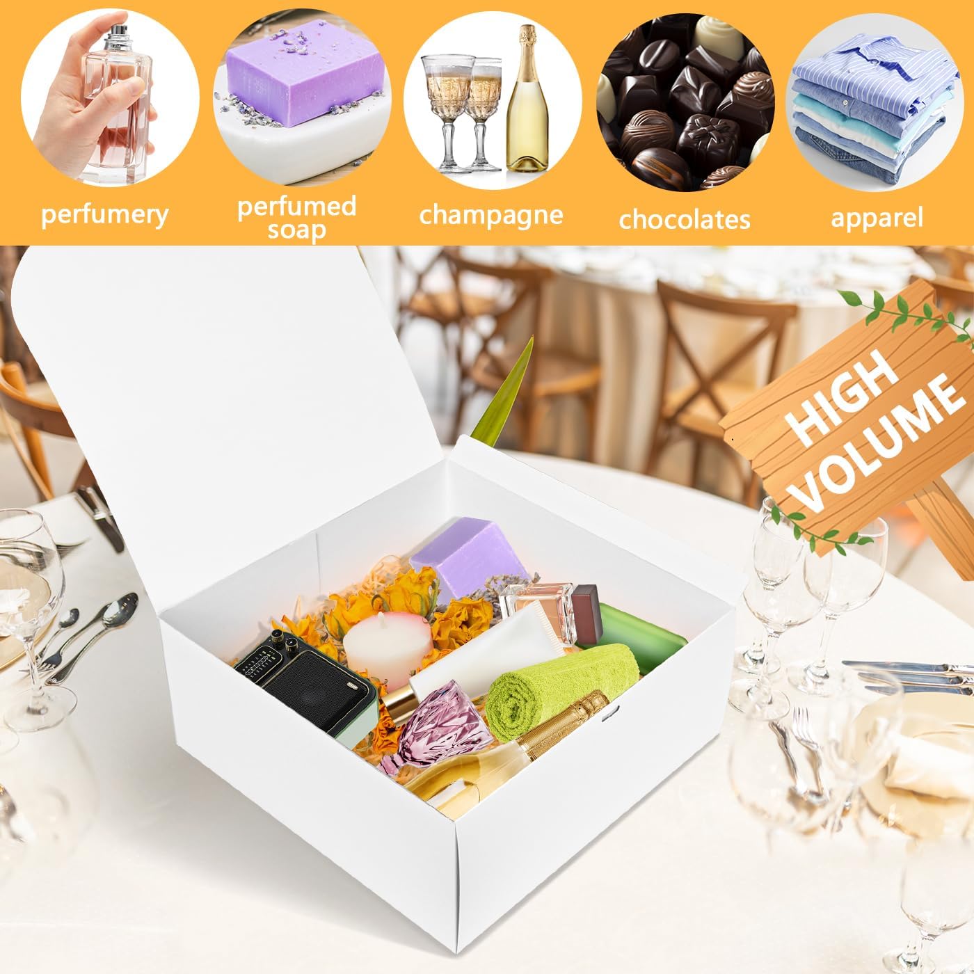 8Pack Large Gift Boxes with Lids, 12x12x5 Inches Bridesmaid Proposal Box With Ribbon, White Boxes For Gifts, Paper Gift Box For Presents, Wedding, Bridal Shower, Birthday Party