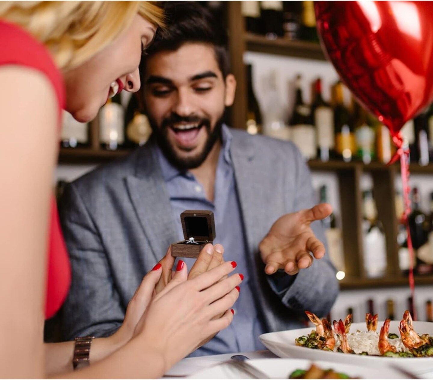 Personalized Wooden Ring Box, Mini Engagement Ring Holder Box with Single Slot, Square Wedding Ring Box for Ring