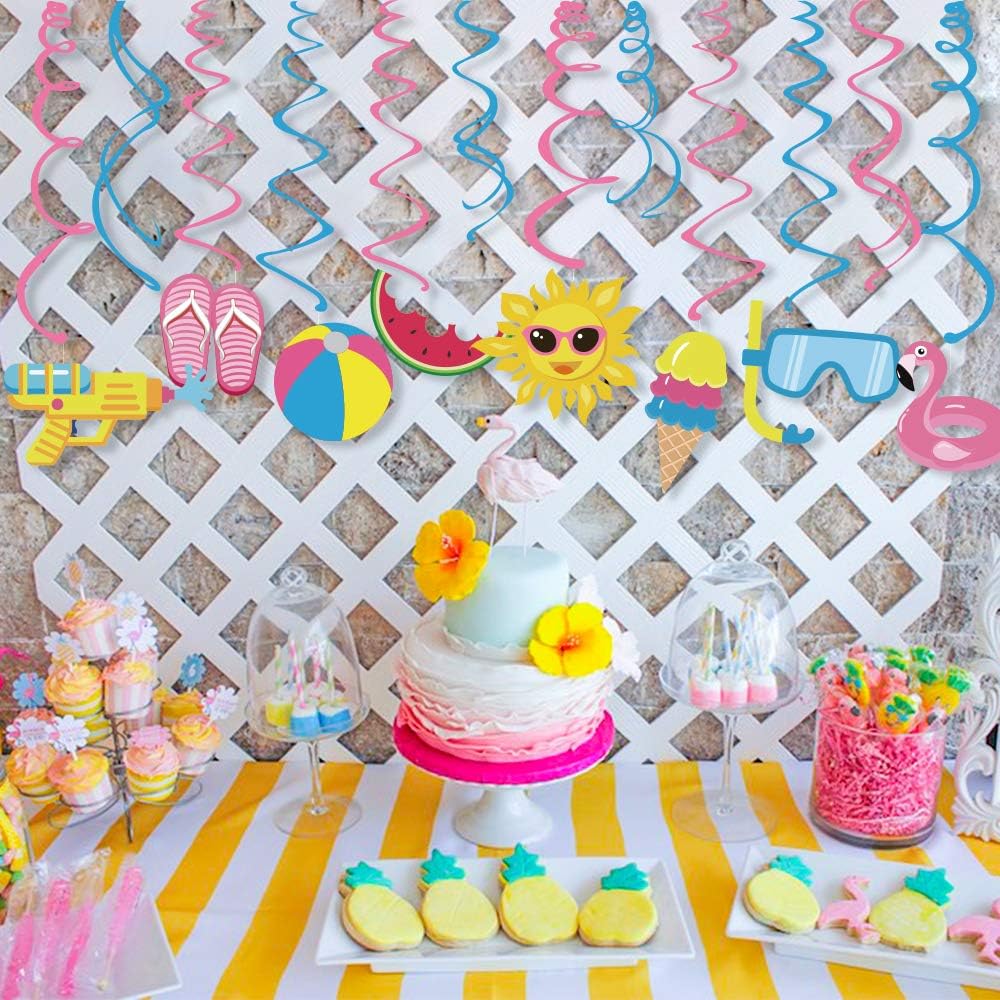 Pool Party Decorations,Summer Decor,Pool Hanging Swirl Decorations,Themed Birthday Party,Ceiling Decorations for Home,Classroom,Office