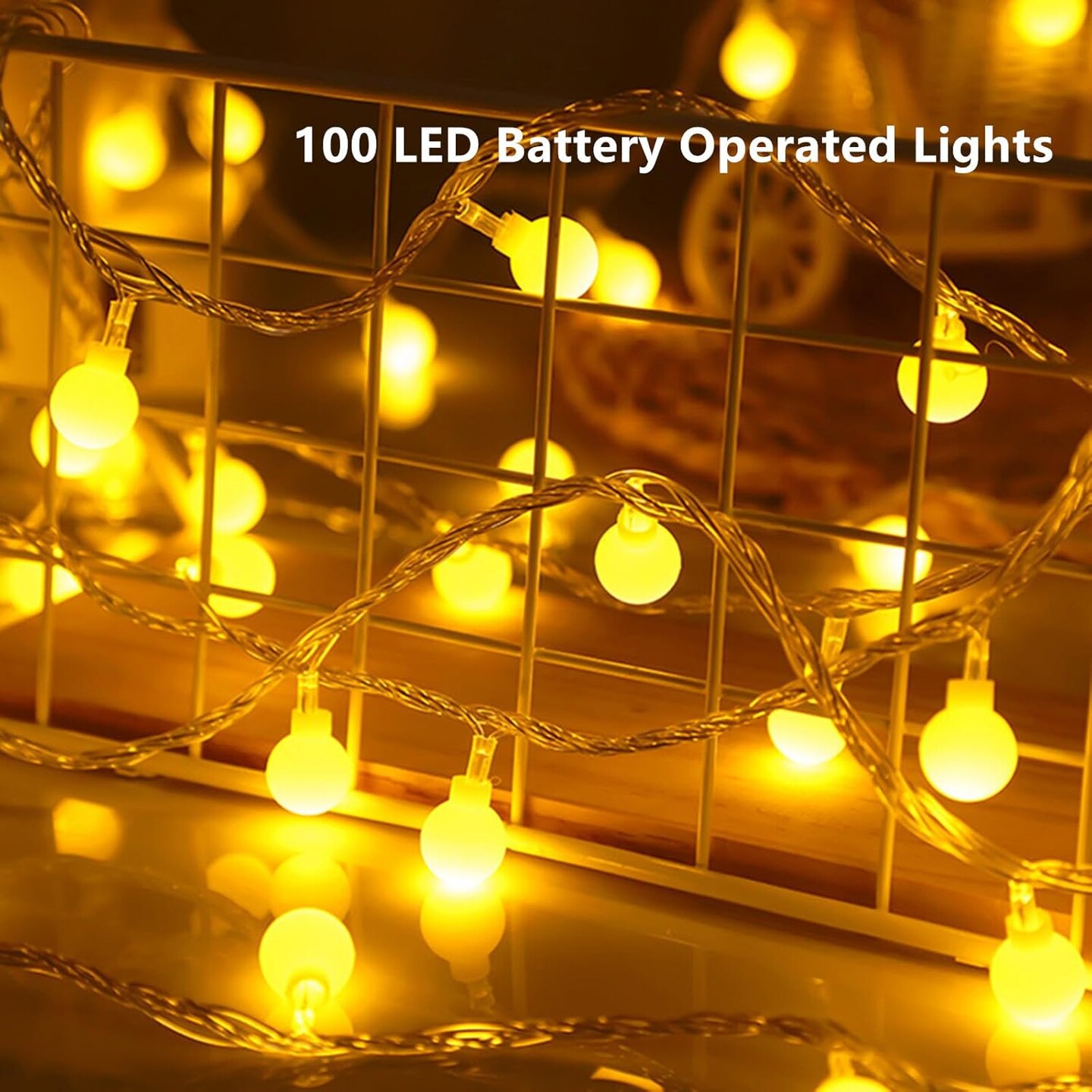 Battery Operated String Lights 100 LED 40Ft Fairy Lights with 8 Lighting Modes Waterproof Twinkle Lights for Christmas Bedroom Wedding Party Xmas Tree Decoration