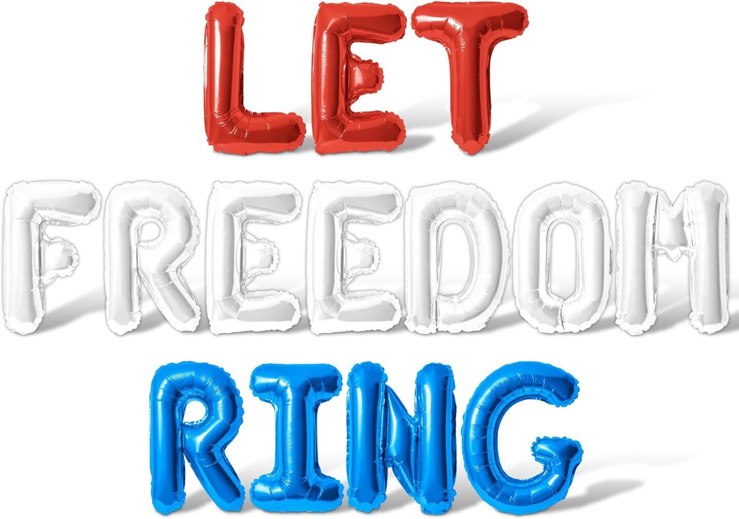 Letter Balloons - LET FREEDOM RING 16&#x22; Inch Alphabet Letters Foil Mylar Balloon Memorial Day Party Banner (Red/White/Blue)