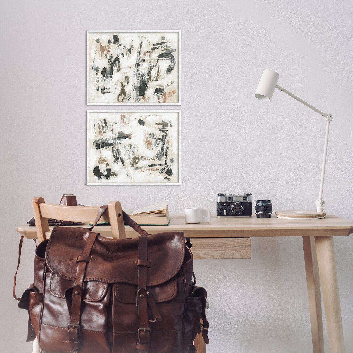 Stupell Industries Neutral Earth Tones Abstraction 2pc Framed Giclee Set Design by June Erica Vess