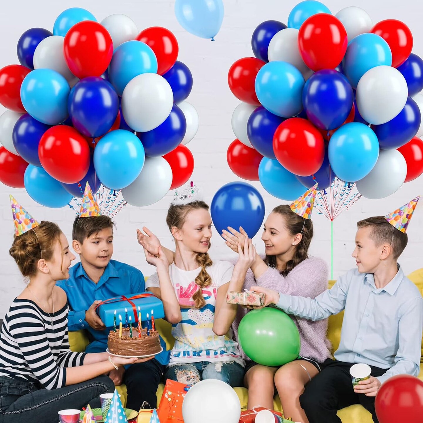 Red White Blue Balloons, 60PCS Red and Blue Balloons, 12Inch Red White and Blue Latex Balloon for Helium Birthday Party Balloons