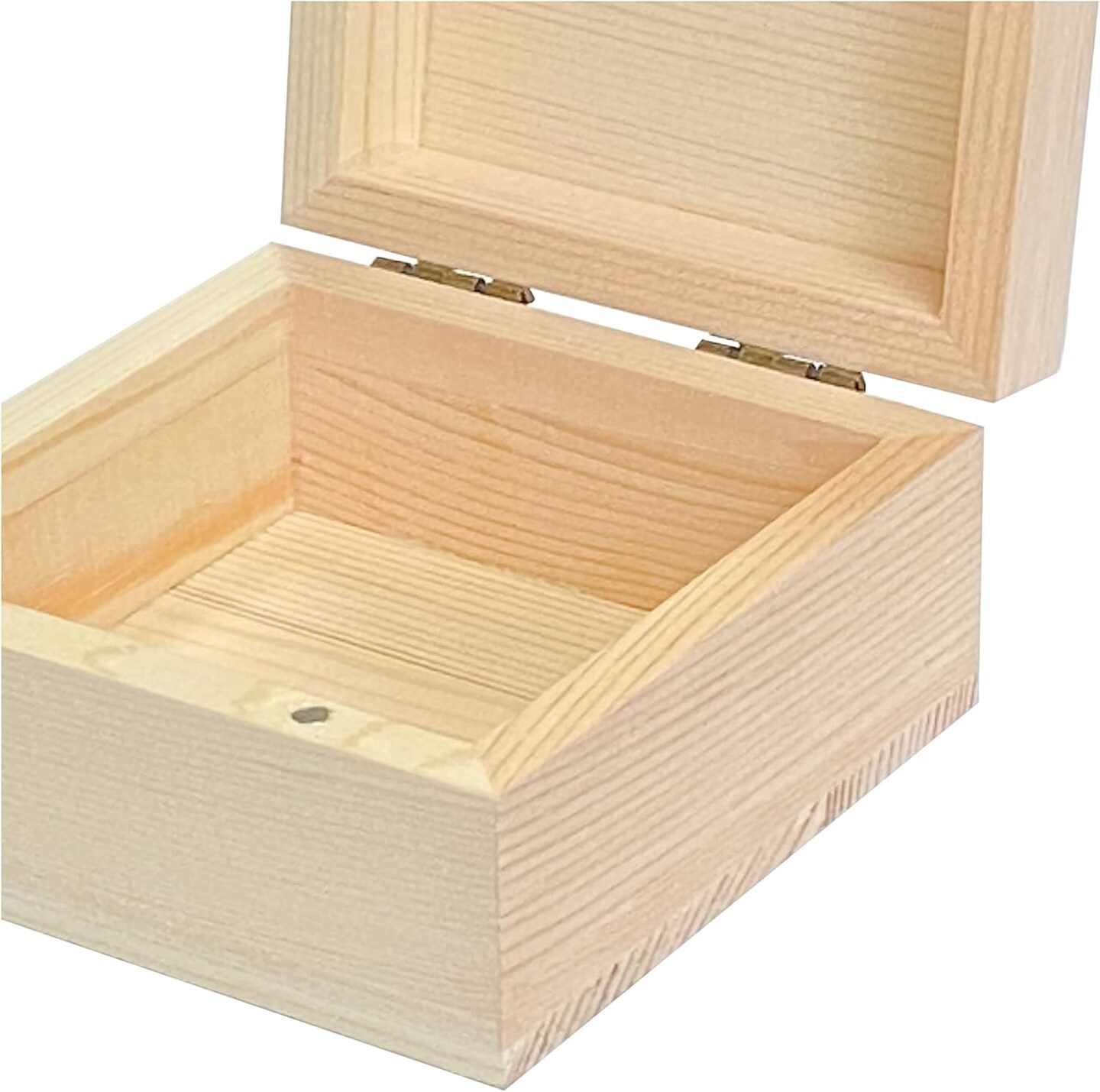 6 Pack Unfinished Wood Box Crafts Wooden Square Box with Magnetic Hinged Lid (3.5 x 3.5 x 1.9 in)
