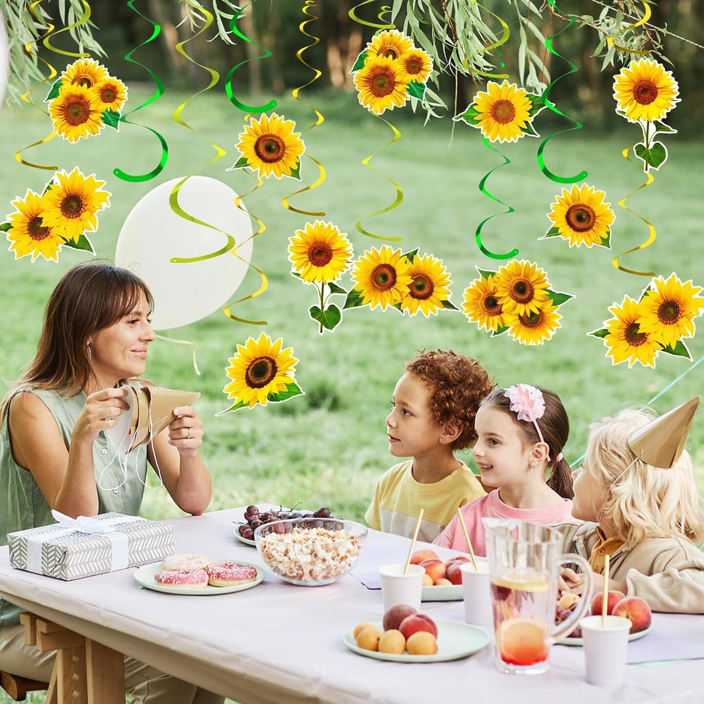 54 Pcs Sunflower Hanging Swirls Decorations Sunflower Party Supplies Sun Flowers Hanging Ceiling Wall Decor for Birthday Party Baby Shower Sunflower Decorations Spring Summer Hanging Swirls