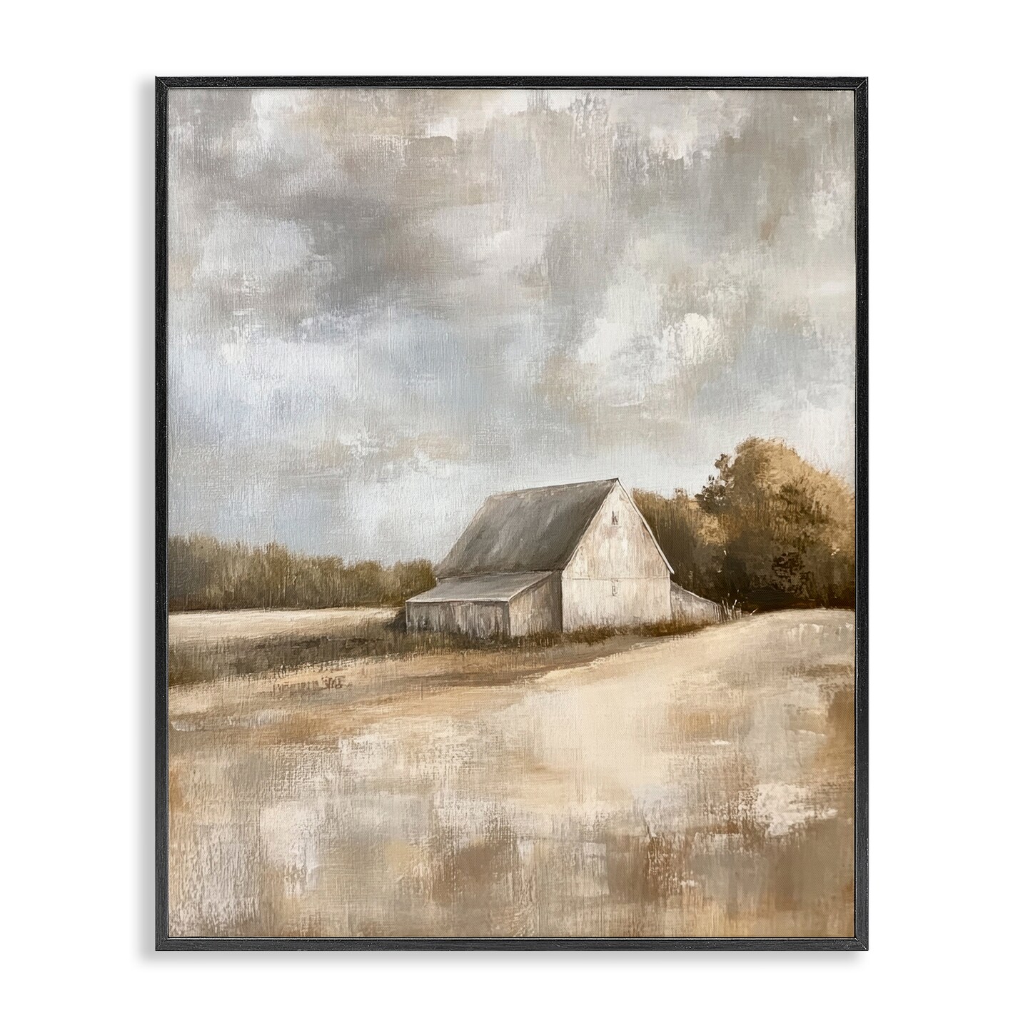 Stupell Industries Cloudy Farm Landscape Framed Giclee Design by Petal Prints Design