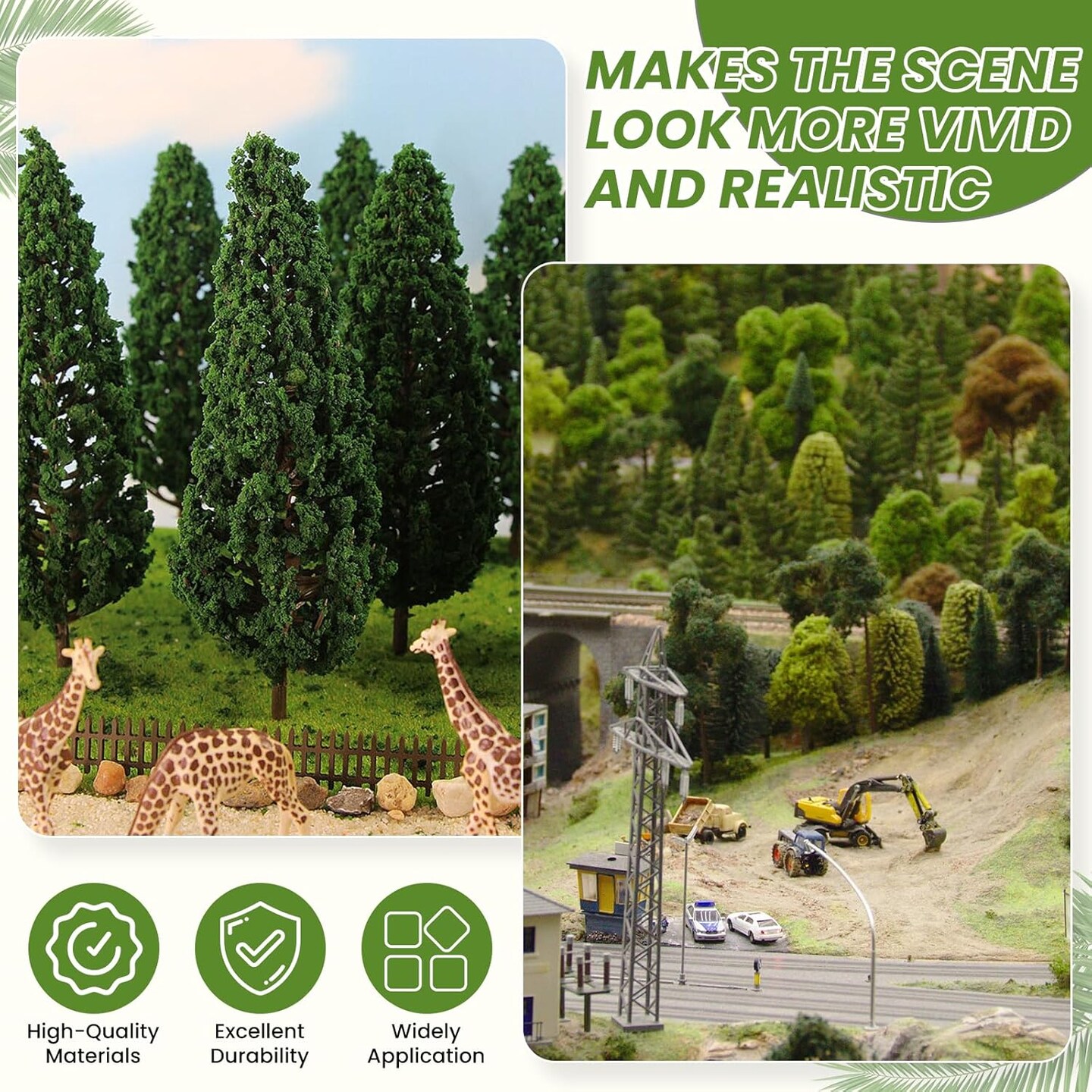 Garden Landscape Model Dark Green Pine Tree Model Scene Accessory for Making Architecture Sand Table and Station Platform Model
