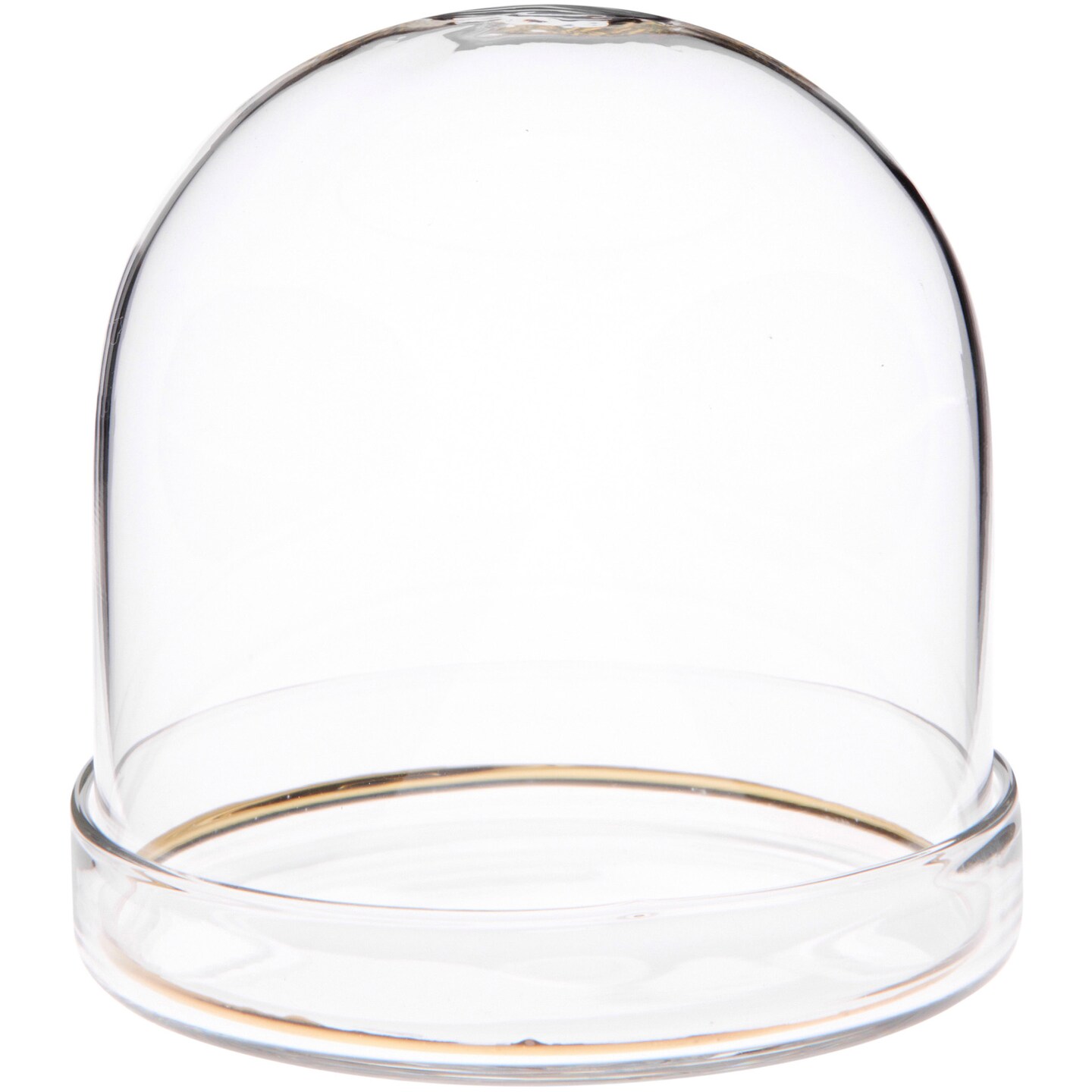 Plymor 3&#x22; x 3&#x22; Glass Display Dome Cloche with Gold Rim (Clear Glass Tray Base)