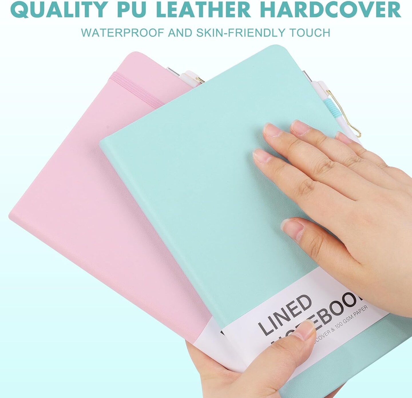 12 Set Lined Notebook Journals with Pens A5 Notebooks 100 GSM College Ruled Hardcover Notebook PU Leather Notepad with Pen Holder for Office School