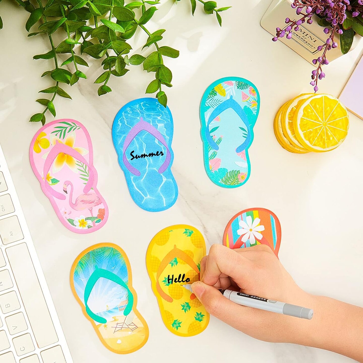 12 Packs Flip Flop Sticky Notes Luau Party Favors Hawaiian Fun Note Pads Summer Themed Flip Flop Note Pads Beach Notepad Self Stick Colorful Flip Flop Notepads Adhesive Memo Pads for Kids