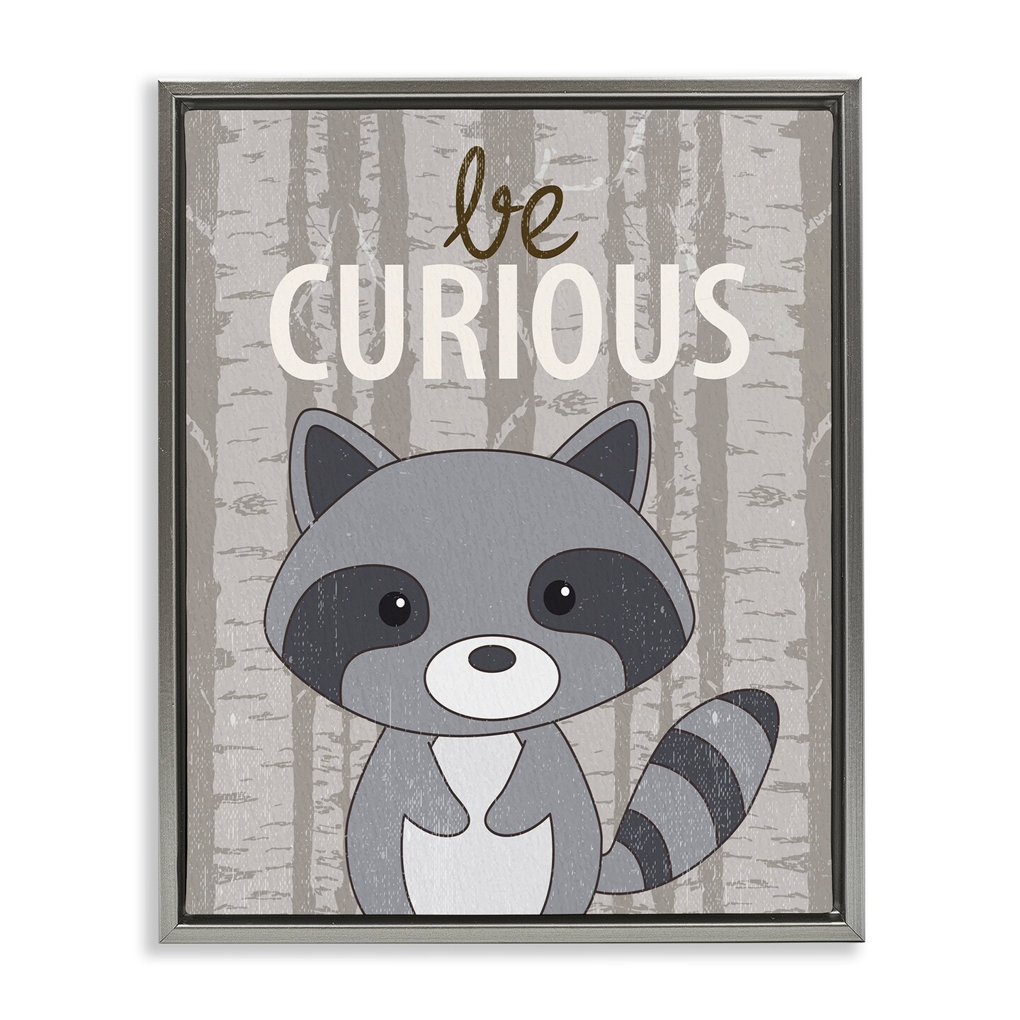 Stupell Industries Be Curious Woodland Raccoon Floating Frame Design by Kim Allen