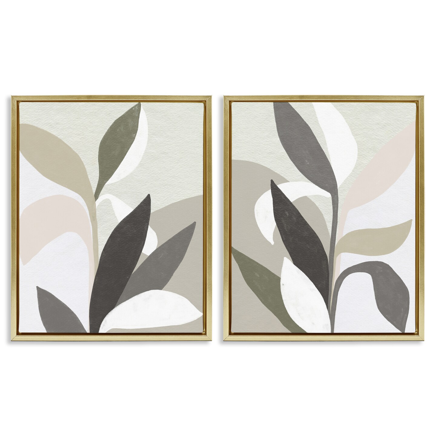 Stupell Industries Neutral Leaf Shapes 2pc Floating Frame Set Design by June Erica Vess