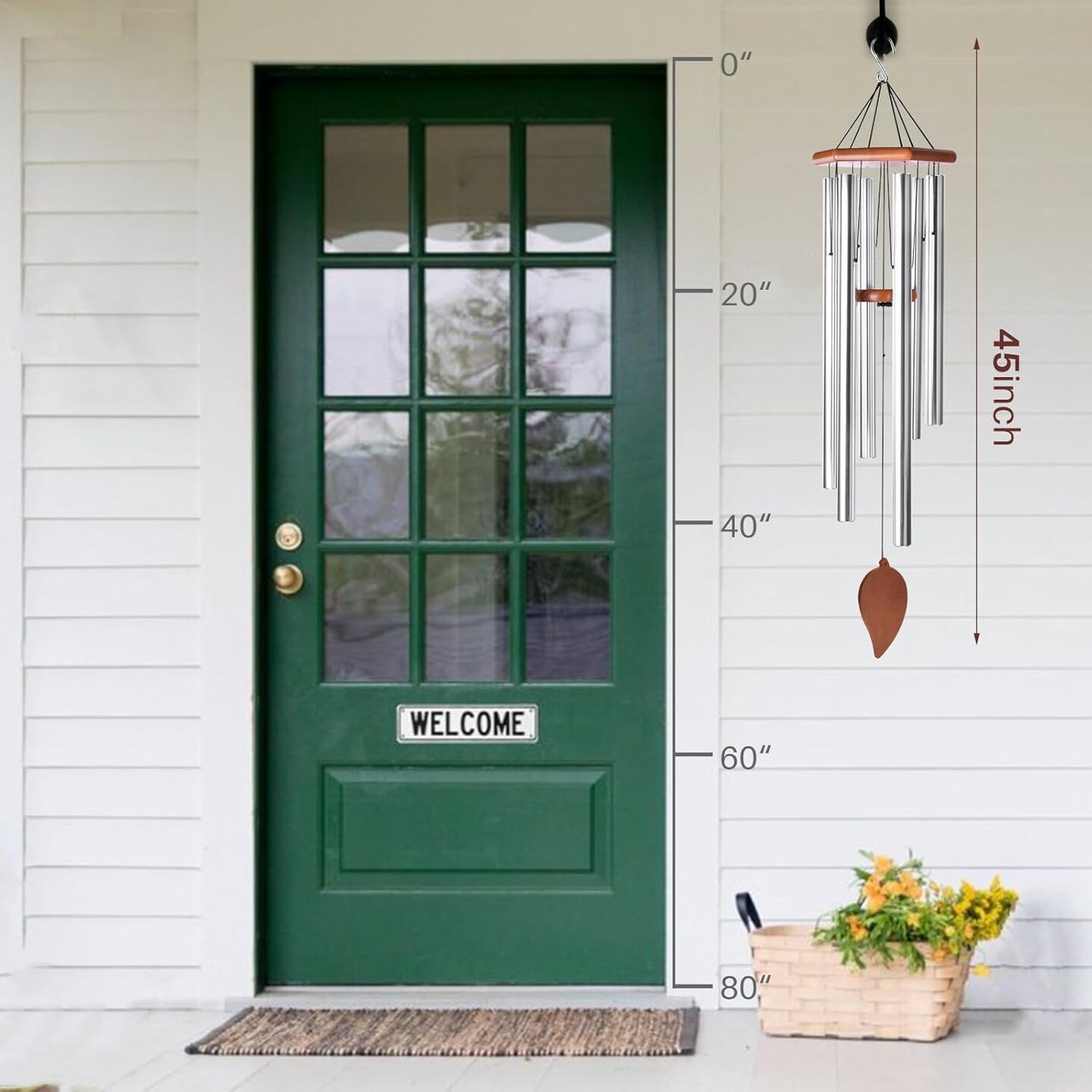 Sympathy Wind Chimes for Outside Deep Tone, Memorial Loss of a Loved, Large Wind Chimes with 6 Thicken Tubes &#x26; Hook, Outdoor Gifts Mother, Garden Decor (45IN Silver)