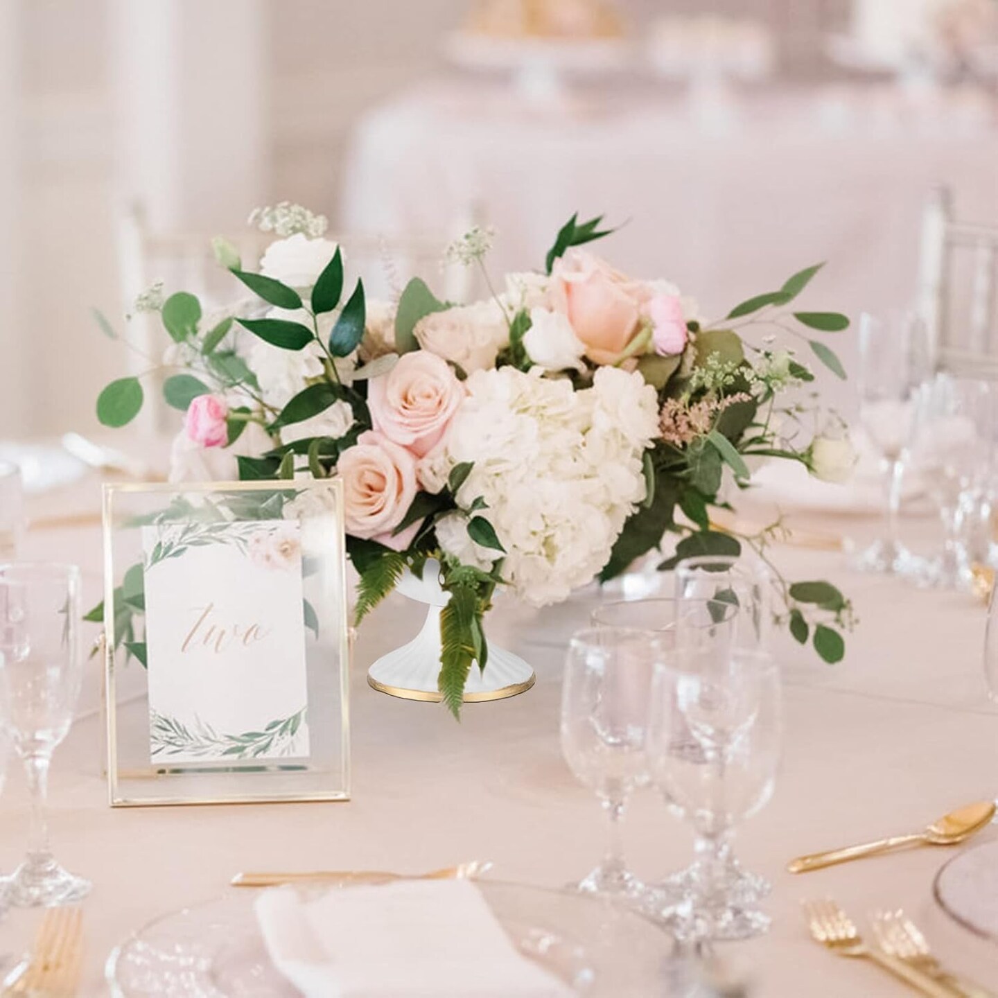 Mini White Flower Arrangement Pots for Centerpiece Table Decorations Metal Vase Urn Planter Decor (3.7IN-2PCS, White)