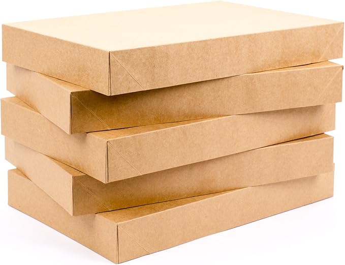 Medium Gift Boxes with Lids (5 Shirt Boxes, Kraft) for Birthdays, Graduations, Christmas, Weddings, Bridal Showers