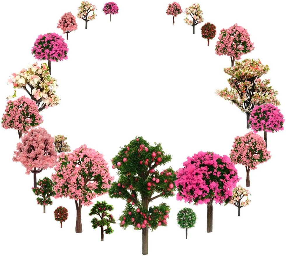 29pcs Mixed Model Trees, Fruit Trees, Ho Scale Trees, Model Train Scenery, Architecture Trees, Flower Trees