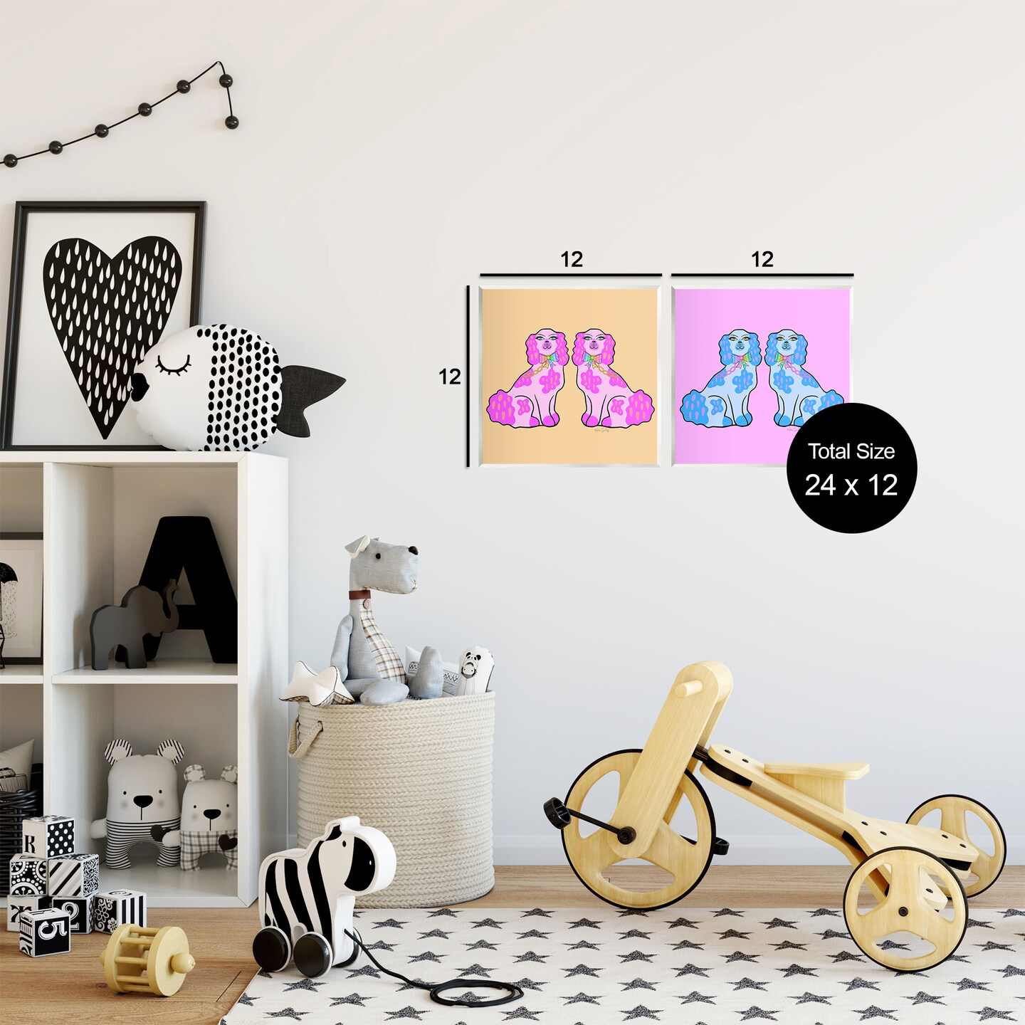 Stupell Industries Brightly Colored Posh Pooches 2pc Wall Plaque Set Design by Katie Conley
