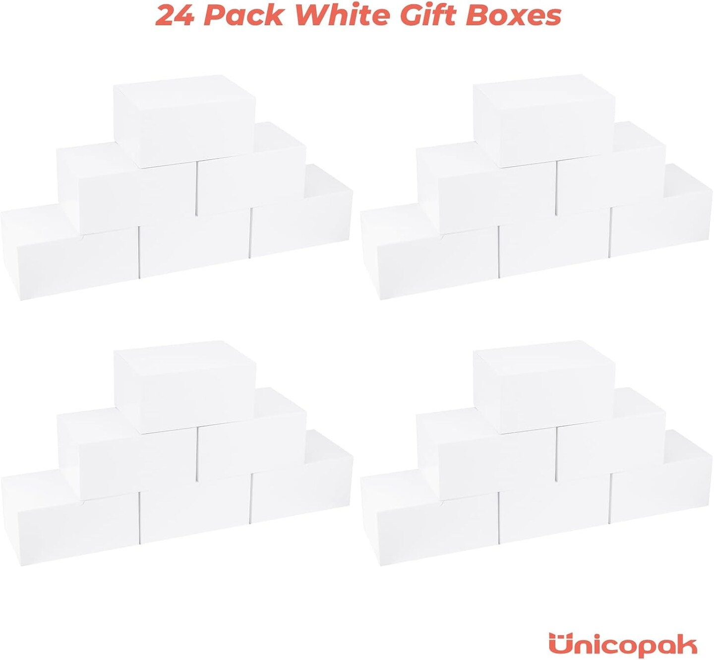 24-Pack White Gift Boxes with Lids – 9"x6"x4" | Bulk Wedding, Birthday, Bridesmaid & Holiday Gift Boxes (24 pack white)