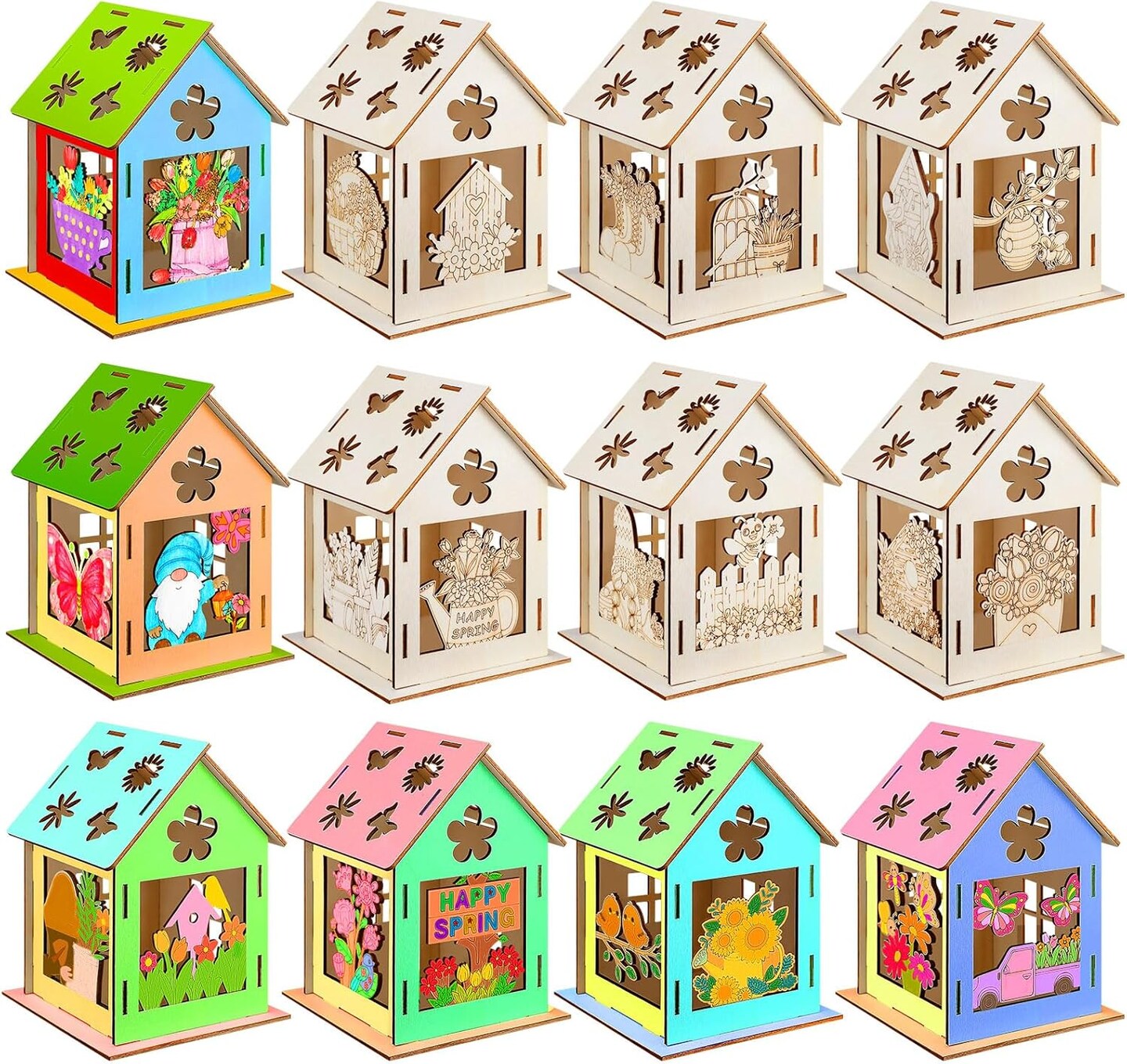 12 Sets Spring House Craft Kit to Paint DIY