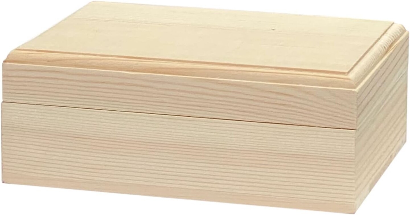 6-Pack Wooden Box Unfinished Rectangle Pine Wood Box for Crafts,Magnetic Hinged Lid (5.5 x 3.5 x 1.9 in)