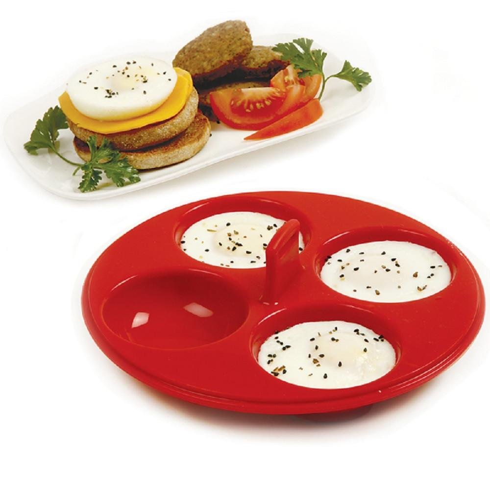 Norpro Nonstick Silicone 4 Egg Poacher - Fits 9 to 12&#x22; Skillets