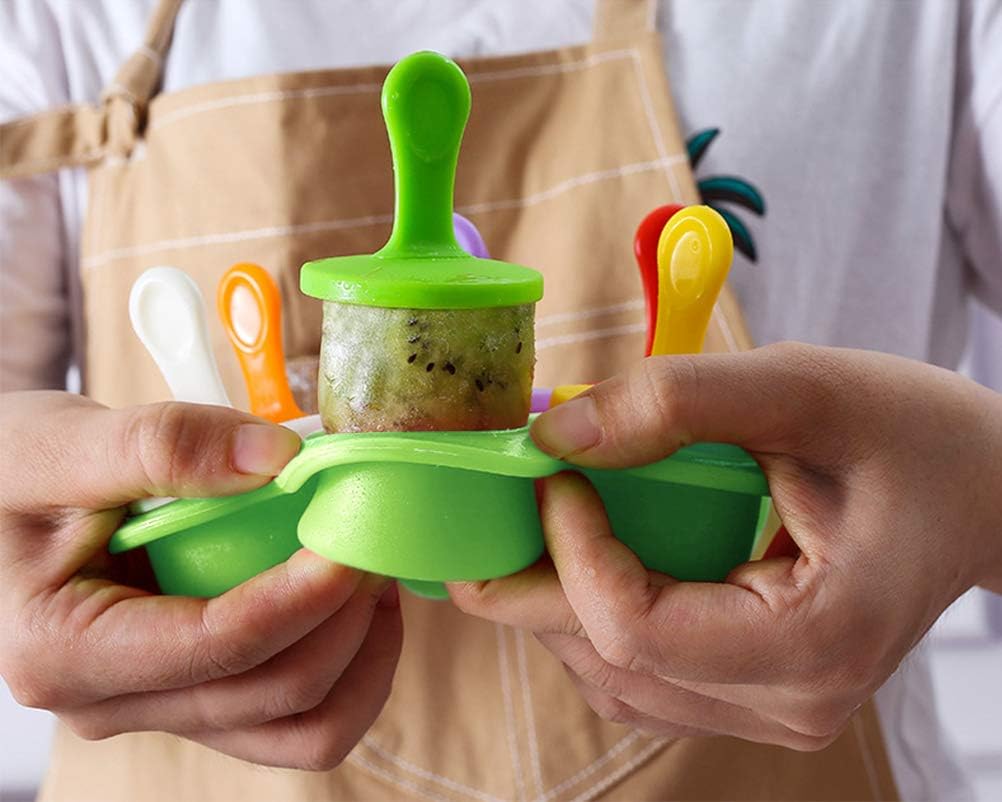 Mini Silicone Popsicle Mold, 7-cavity DIY Ice Pop Mold with Colorful Plastic Sticks, Popsicle Makers for Egg Bites, Lollipop and Ice Cream Mould, Baby Food Storage Container, Non-Stick Ice Cube Trays