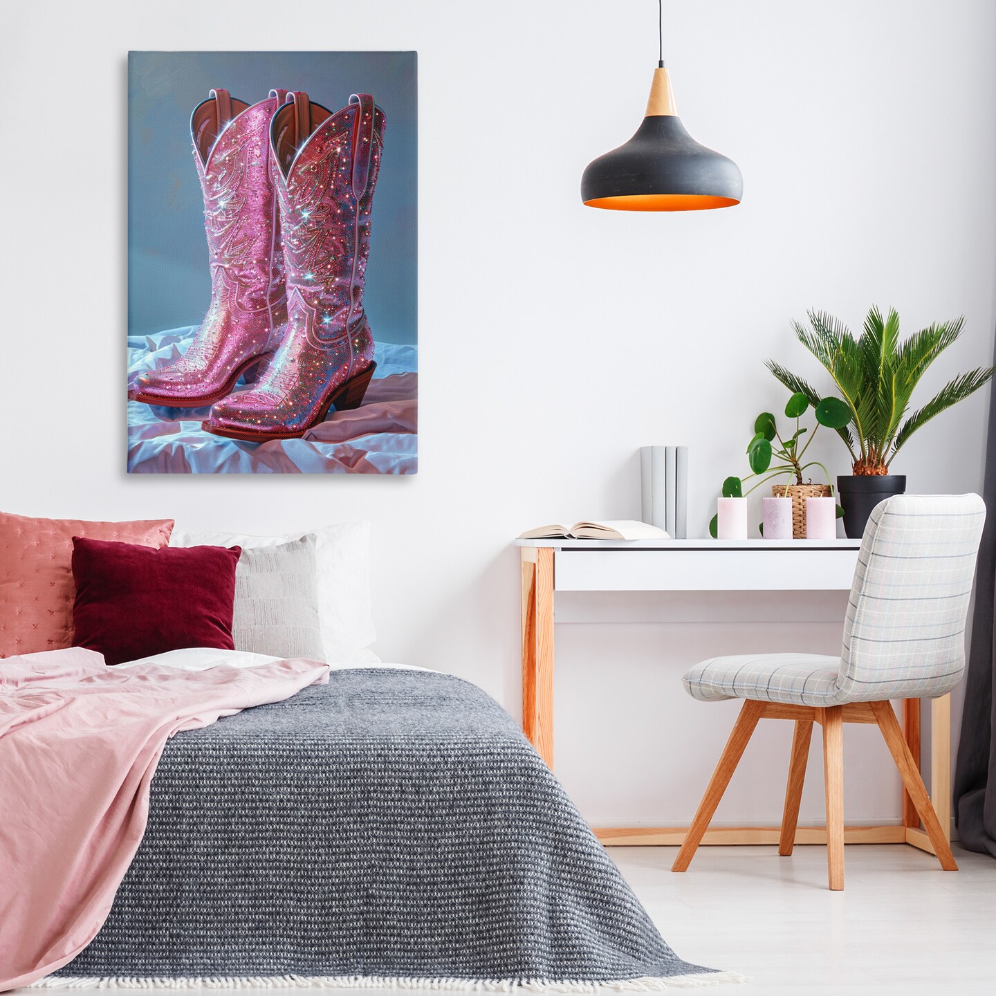 Stupell Industries Dazzling Pink Glam Cowgirl Boots Canvas Design by LSR Creative Studio