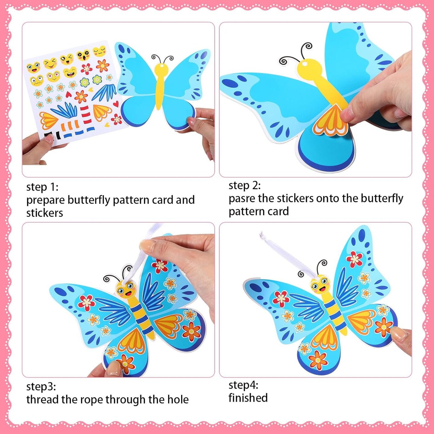 48 Pcs Spring Butterflies Craft Kits for Kids Spring DIY Art Craft Kits Make Your Own Butterfly Paper Craft Set DIY Butterflies Ornament Crafts for Kids Ages 3, 4, 5, 6, 8, 12