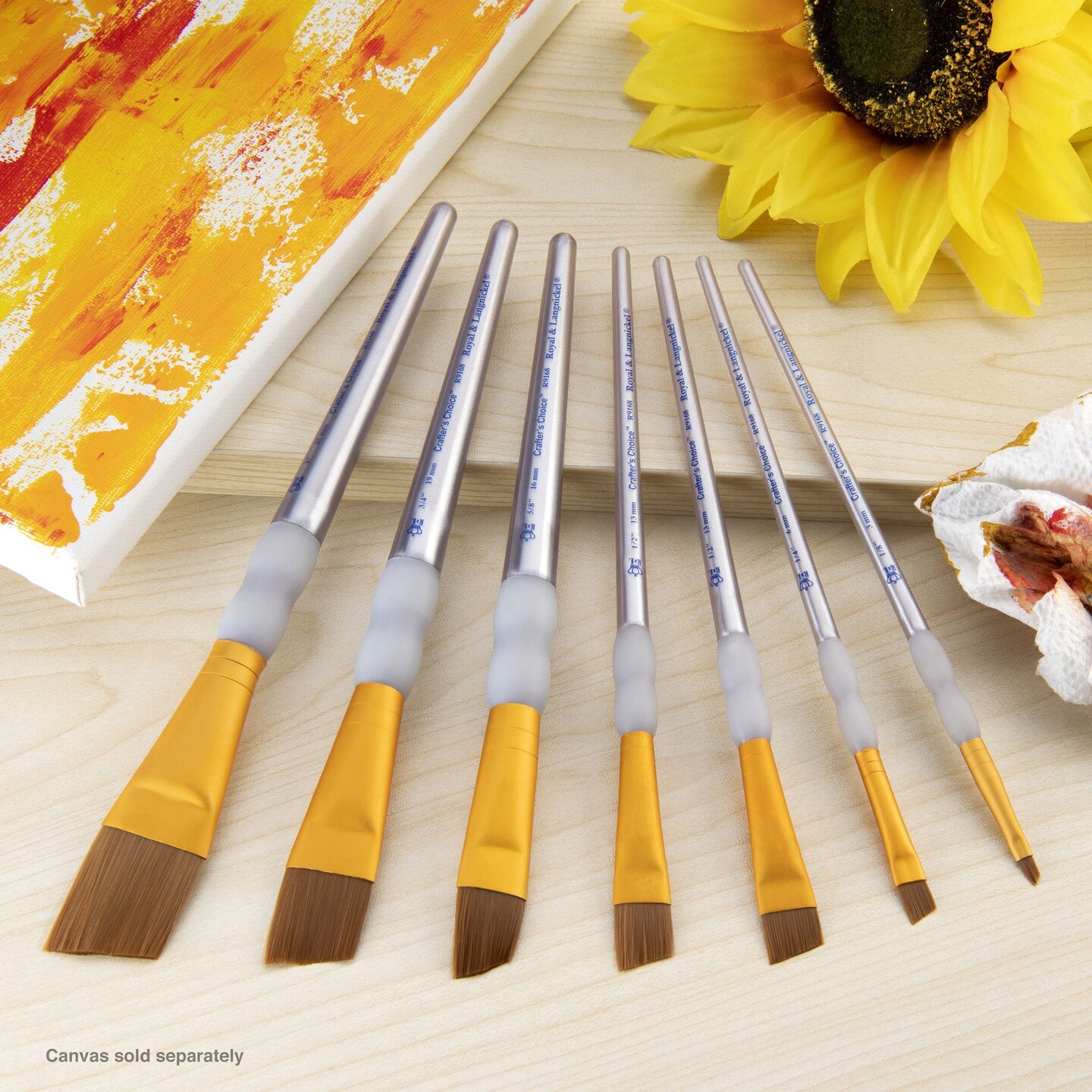 RCC 312 | Crafter's Choice™ 7pc Brown Taklon Angular Brush Set