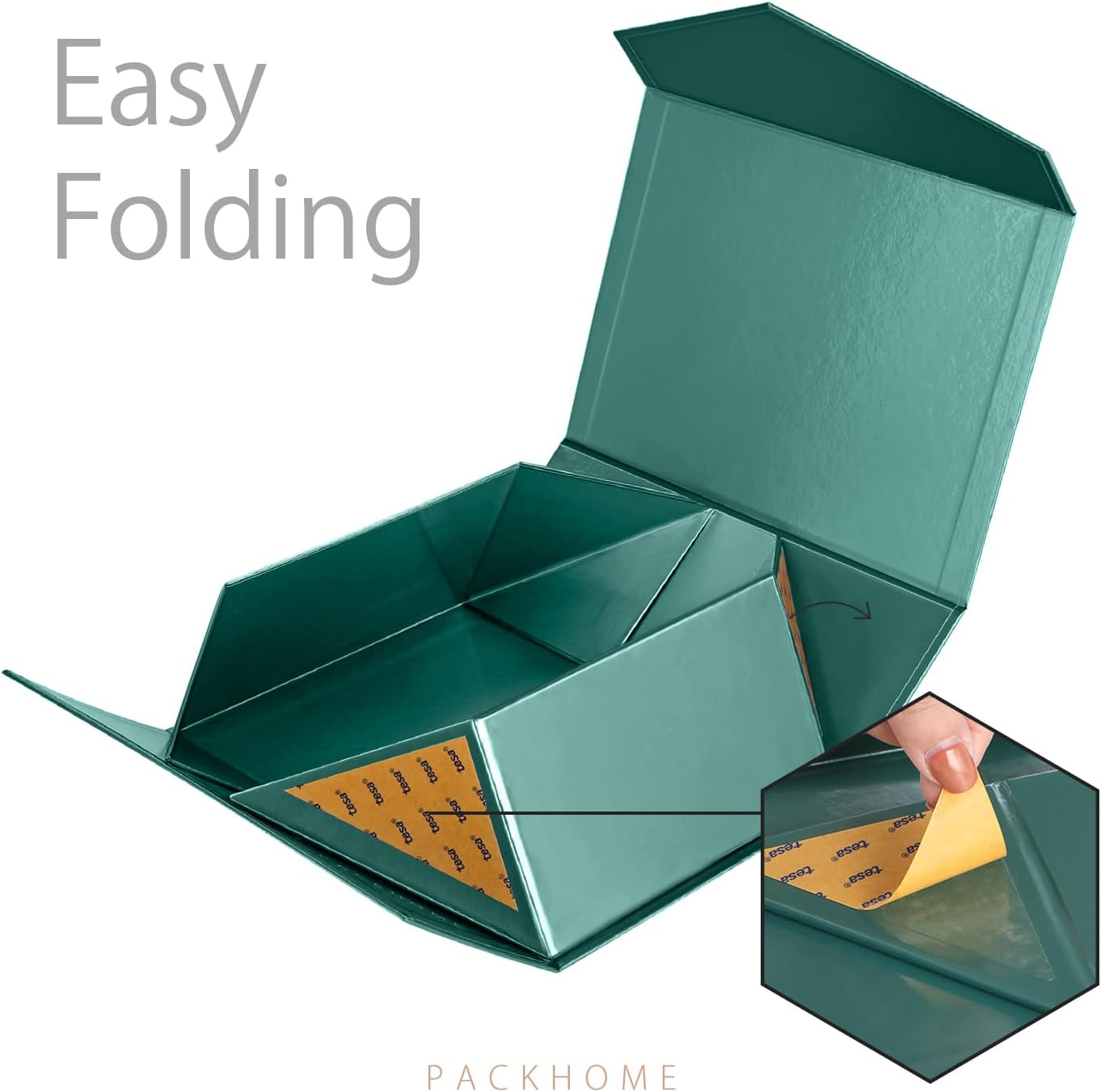 6 Gift Boxes, Rectangle Collapsible Boxes with Magnetic Lids for Gift Packaging (Glossy Dark Green)