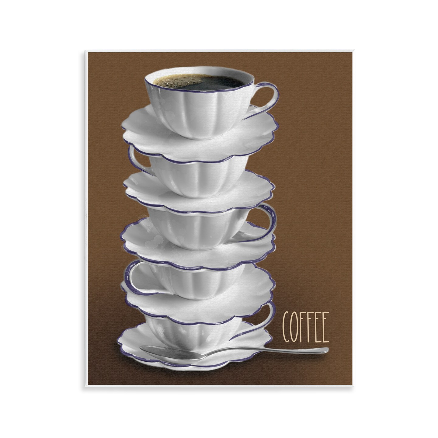 Stupell Industries Stacked Teacups with Coffee Wall Plaque Design by Matthew Piotrowicz