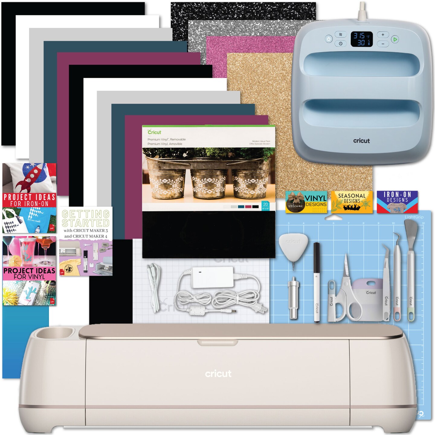 Cricut Maker 4 Cutting Machine with EasyPress 3 Heat Press and Materials Bundle