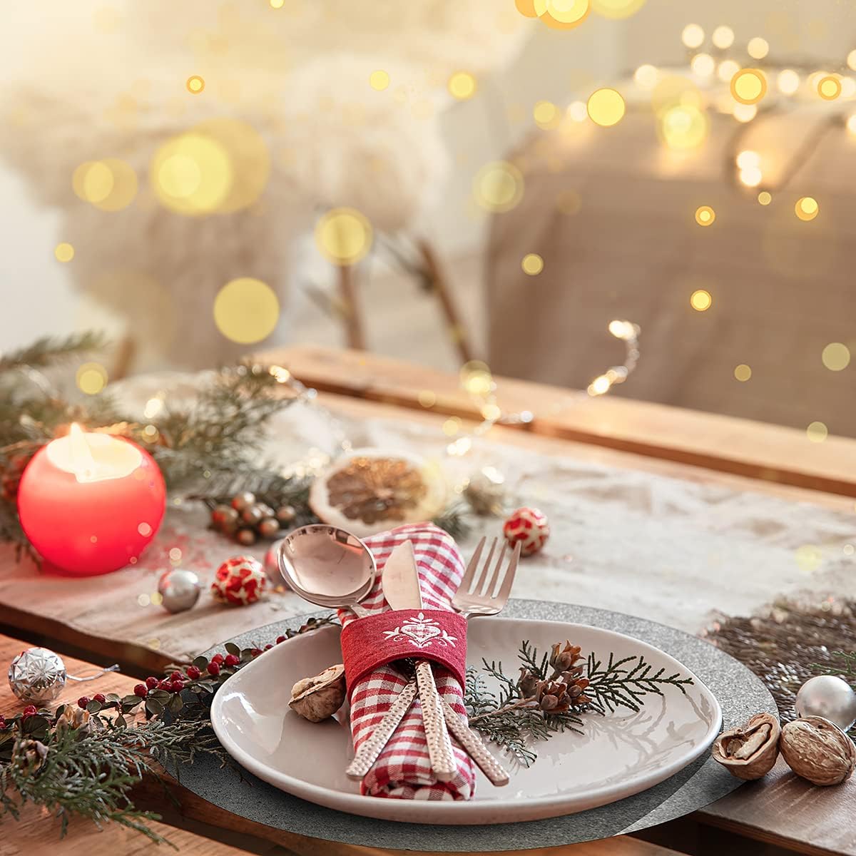 50 Pieces Silver Glitter Paper Place Mats Sparkle Round Disposable Table Mats Silver Sequin Doilies Decorative Placemats for Wedding Banquet Party Home Dining Tableware