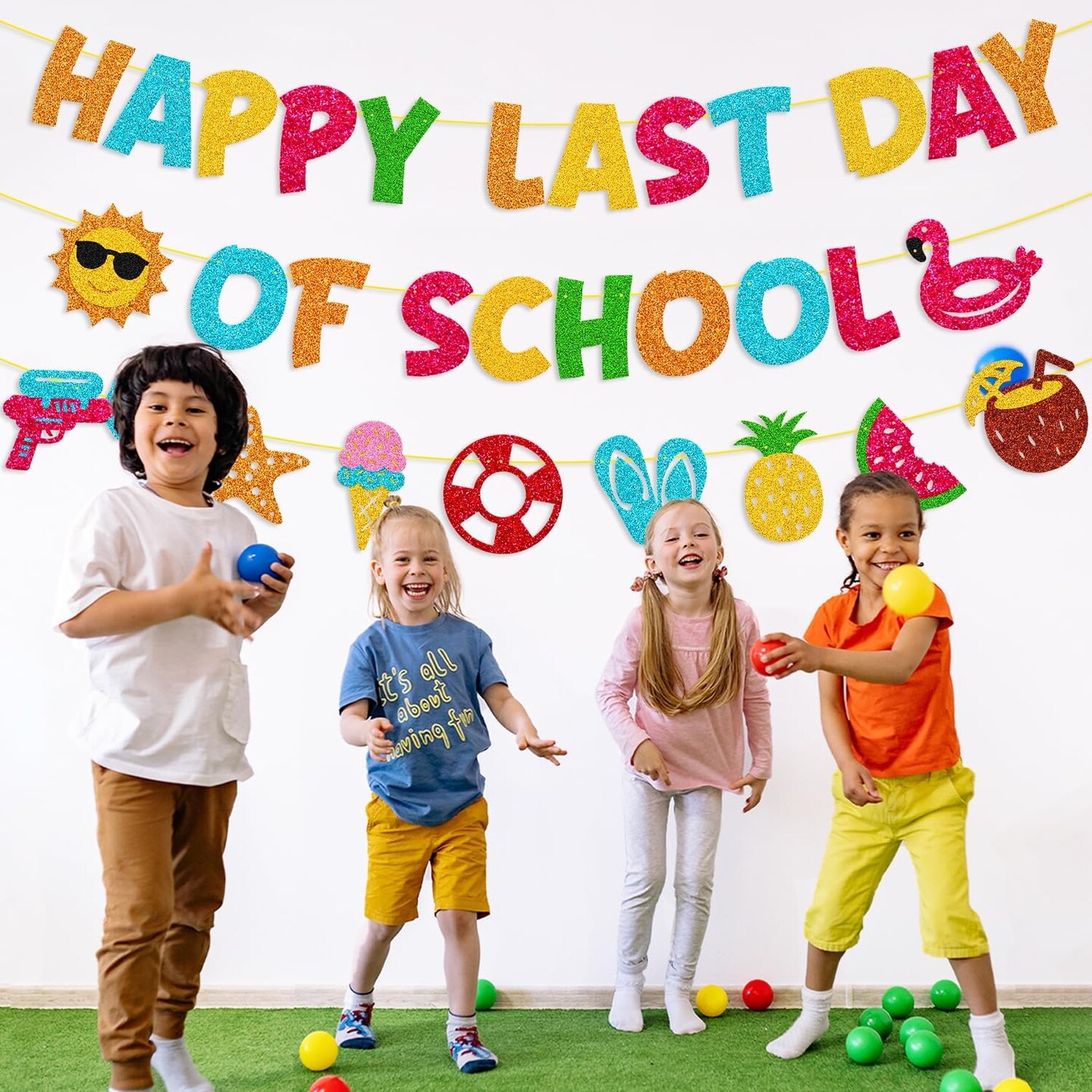 Happy Last Day of School Banner End of School Year Party Decorations Hello Summer Theme Vacation Decor Classroom Out Welcome Summer Party Supplies