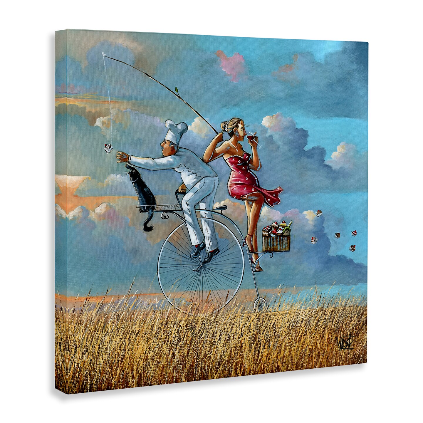 Stupell Industries Charming Lady &#x26; Chef Bicycle View Canvas Design by Ronald West