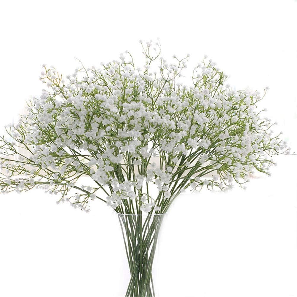 9-Pack Real Touch Artificial Baby’s Breath Flowers – 21" Bendable Stems for Wedding Bouquets, Home Centerpieces & Outdoor Decor (White, Waterproof & Dustproof)