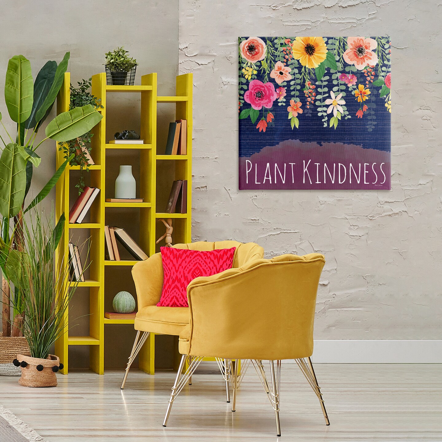 Stupell Industries Plant Kindness with Florals Canvas Design by Nicole DeCamp